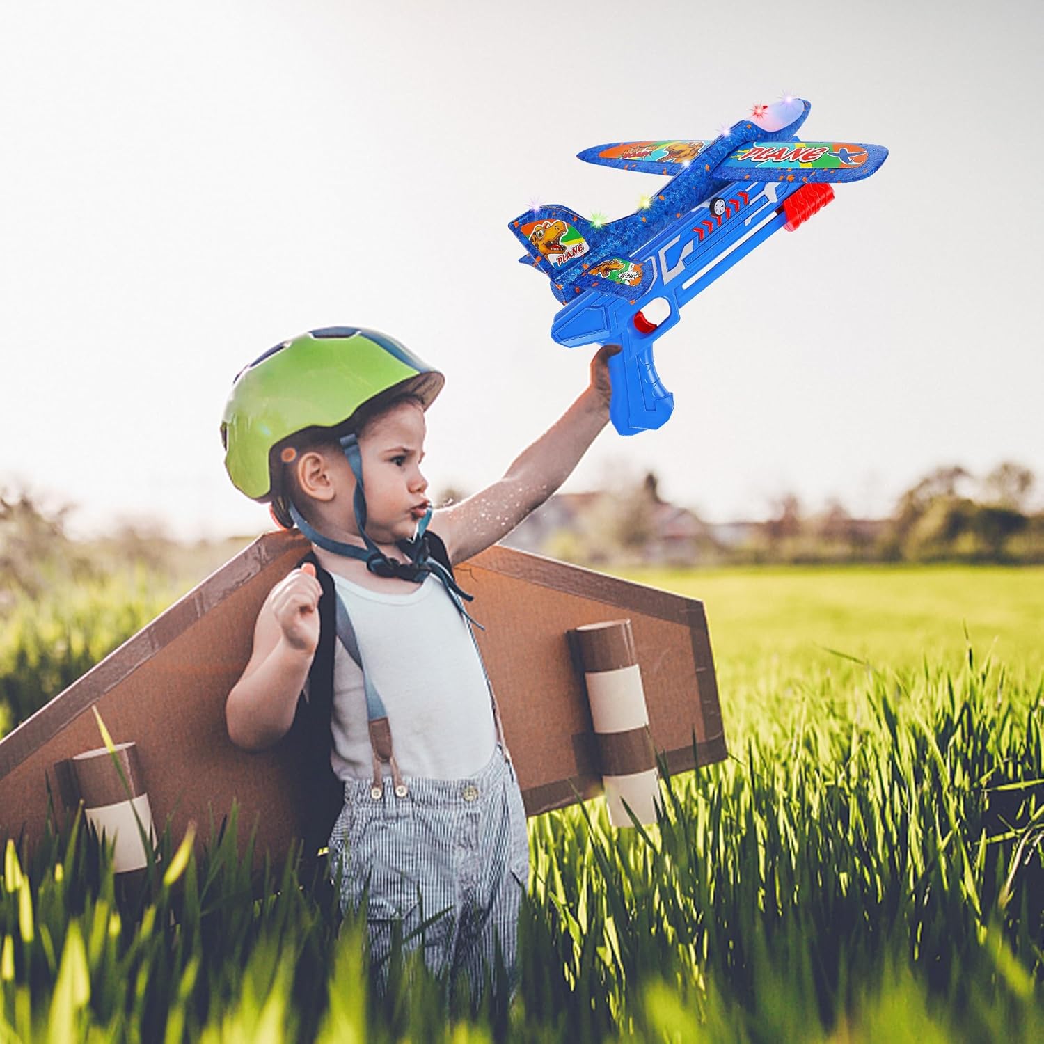 Lulu Home 3 Packs Airplane Launcher Toys, 13.6" LED Foam Glider Catapult Planes with 2 Flight Modes for Boys and Girls, Toy Gift for 4 5 6 7 8 9 10 11 12 Year-Old Kids - Image 8