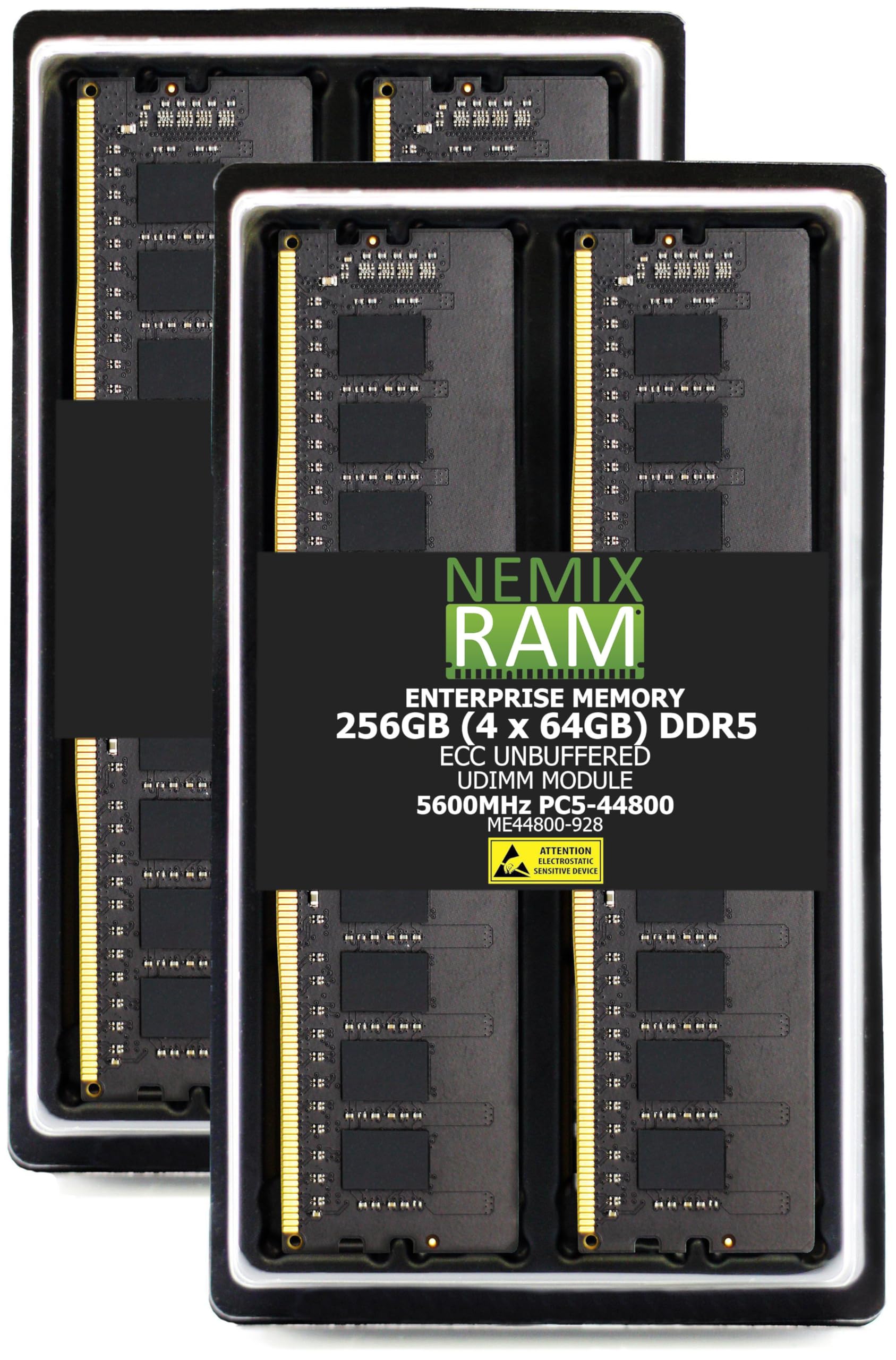 メモリー DDR5 UDIMM RAM 256GB 4X64GB DDR5 5600MHz PC5-44800 2Rx8 1.1V CL46 288-PIN ECC