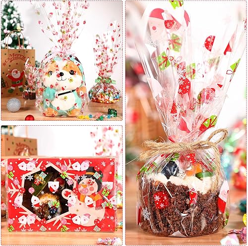 Miniatura 8 de Toyvian Envoltura de celofán, rollo de celofán de 1,181.1 x 15.7 in, 2.5 mil, Papá Noel decorado con floristería, celofán para Navidad, fiesta en