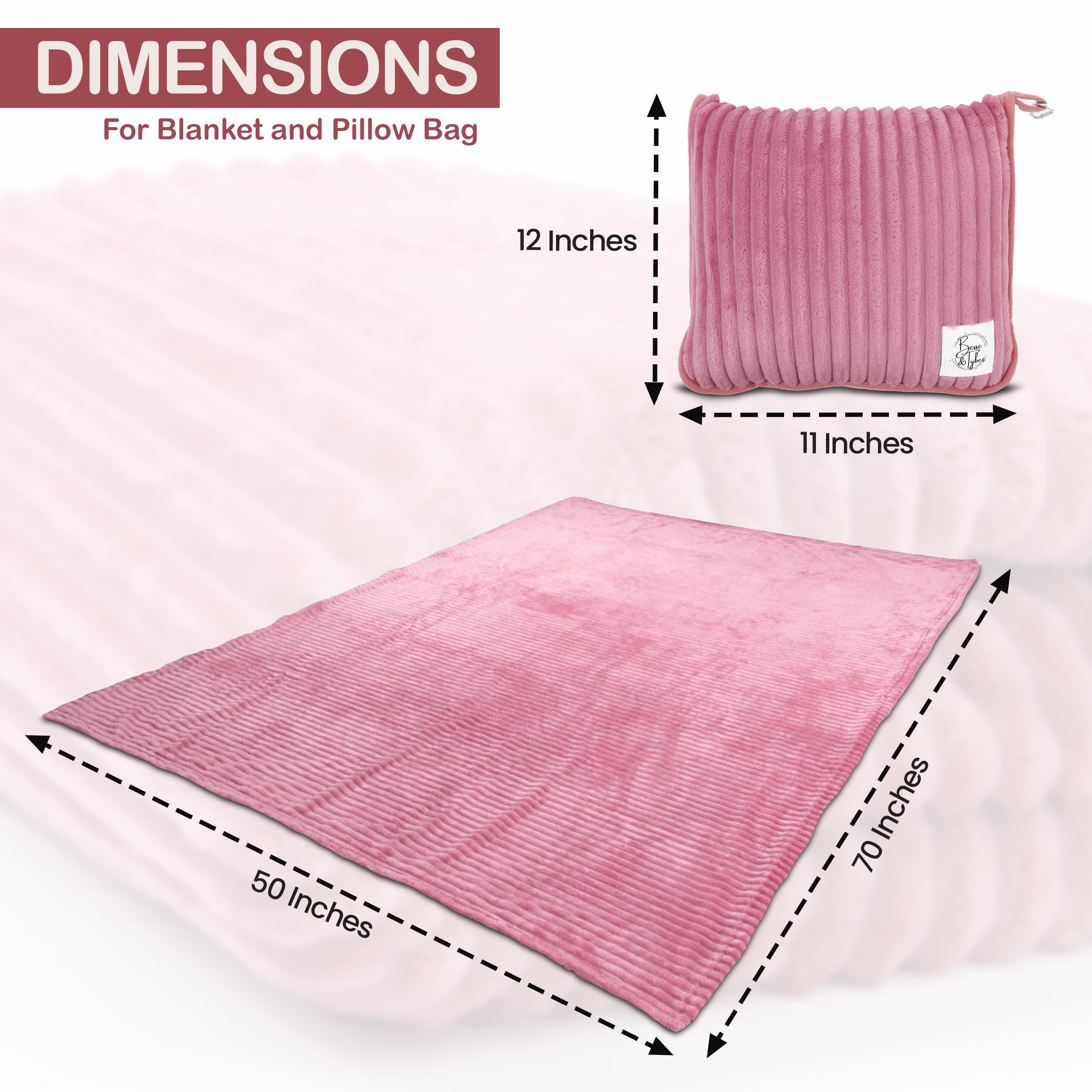 Coperta da viaggio di alta qualità, XL, 127 x 177,8 cm, set 2 in 1, coperta da viaggio e cuscino da viaggio compatta con borsa, coperta calda da viaggio, con custodia per bagaglio a mano e clip per
