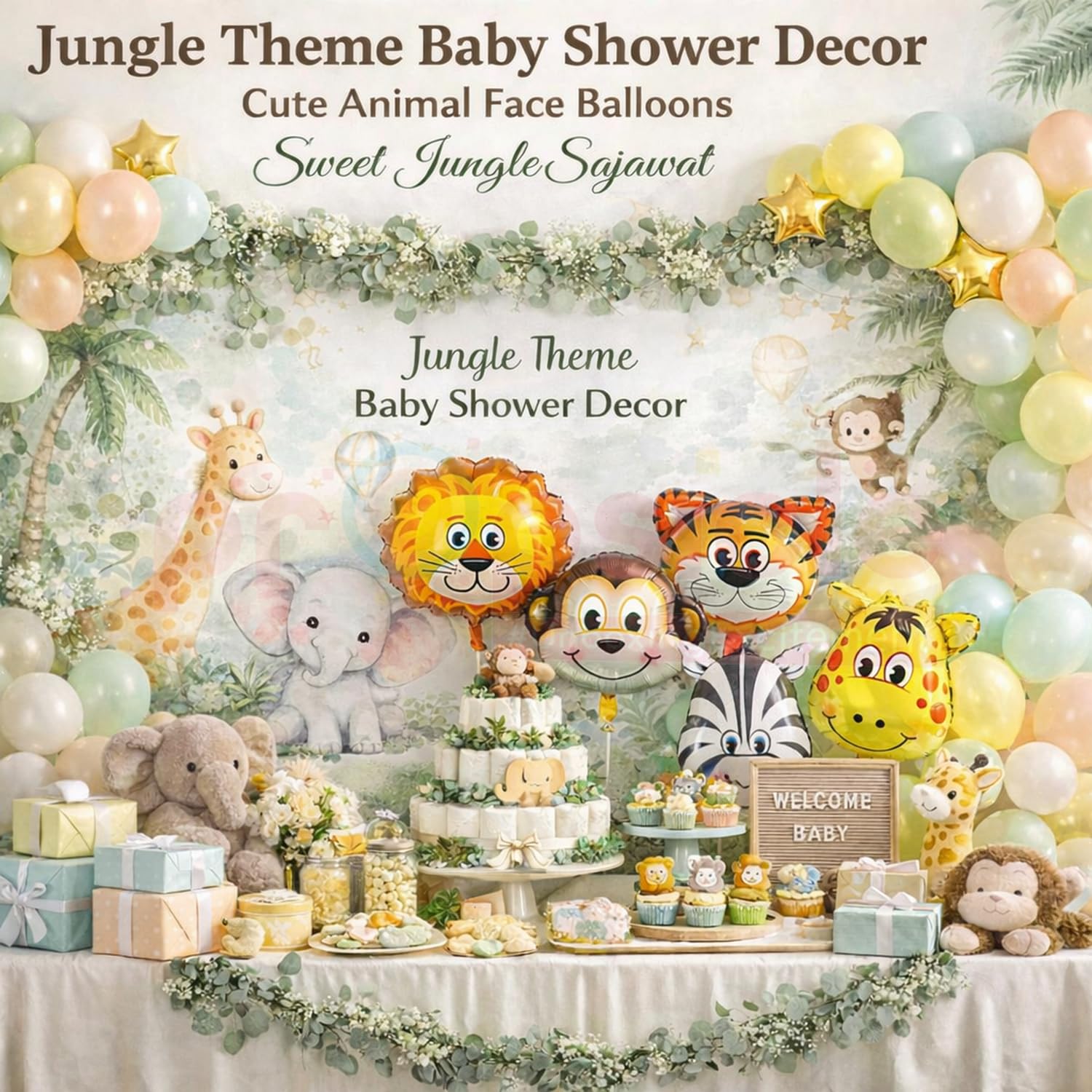 Propsicle Jungle Safari Animal Theme Foil Balloons Kids Birthday Decoration 3