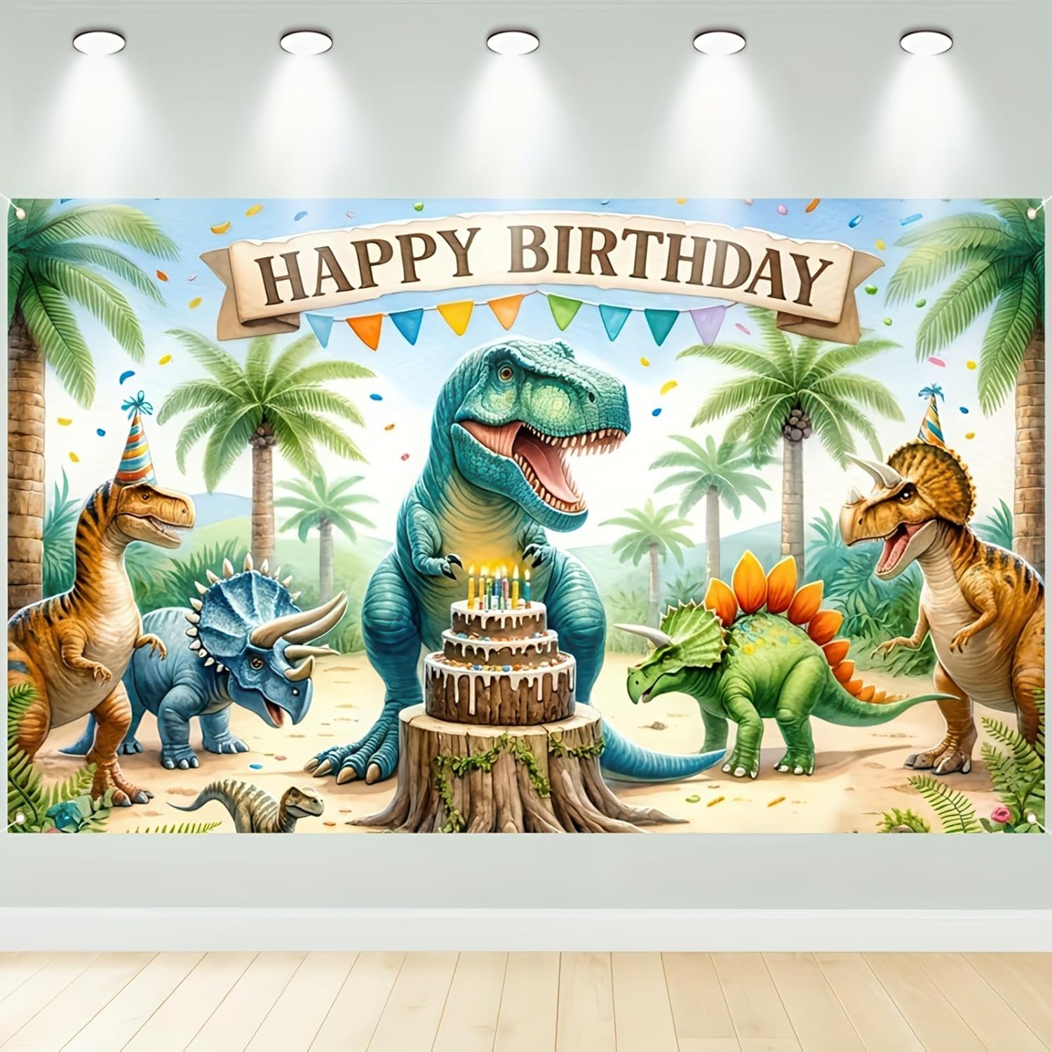 Dinosaur Birthday Banner Backdrop for Kids Decorations Prehistoric Party Supplies Happy Birthday Backdrop Dino Banner Dinosaur Decorations for Birthday Party 71x43 Inch - Image 7