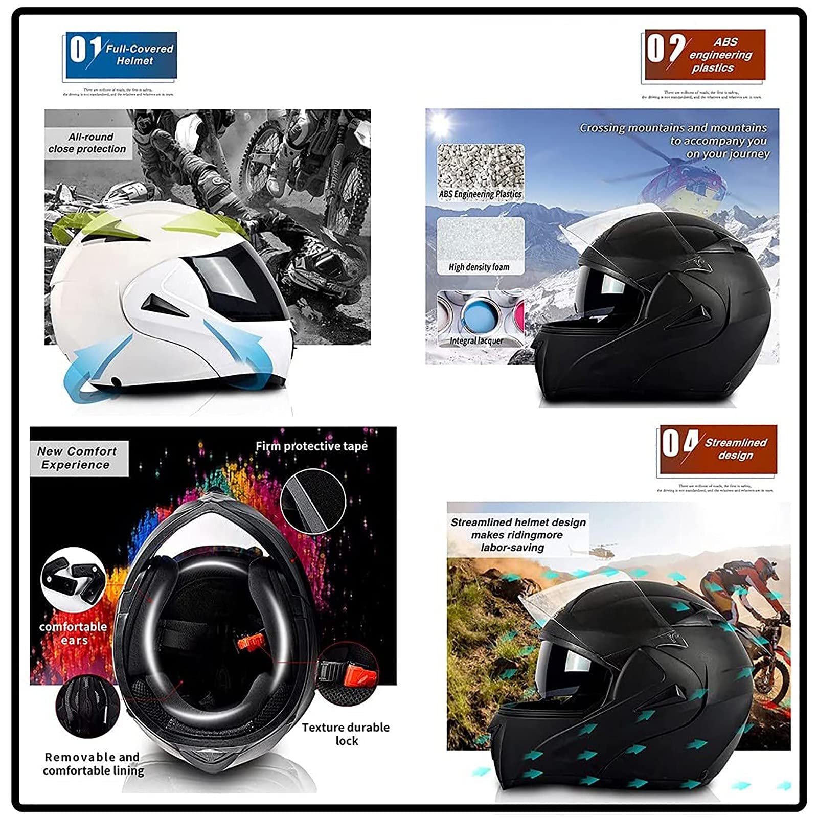 HZIH Cascos Moto Modulares Bluetooth Integrado Cascos Integrales Mujer Hombre ECE Homologado Cascos Abiertos De Moto con Doble Visera Abatible Cascos Moto Ventilado Casco Ligero Moto O,XS=53~54cm