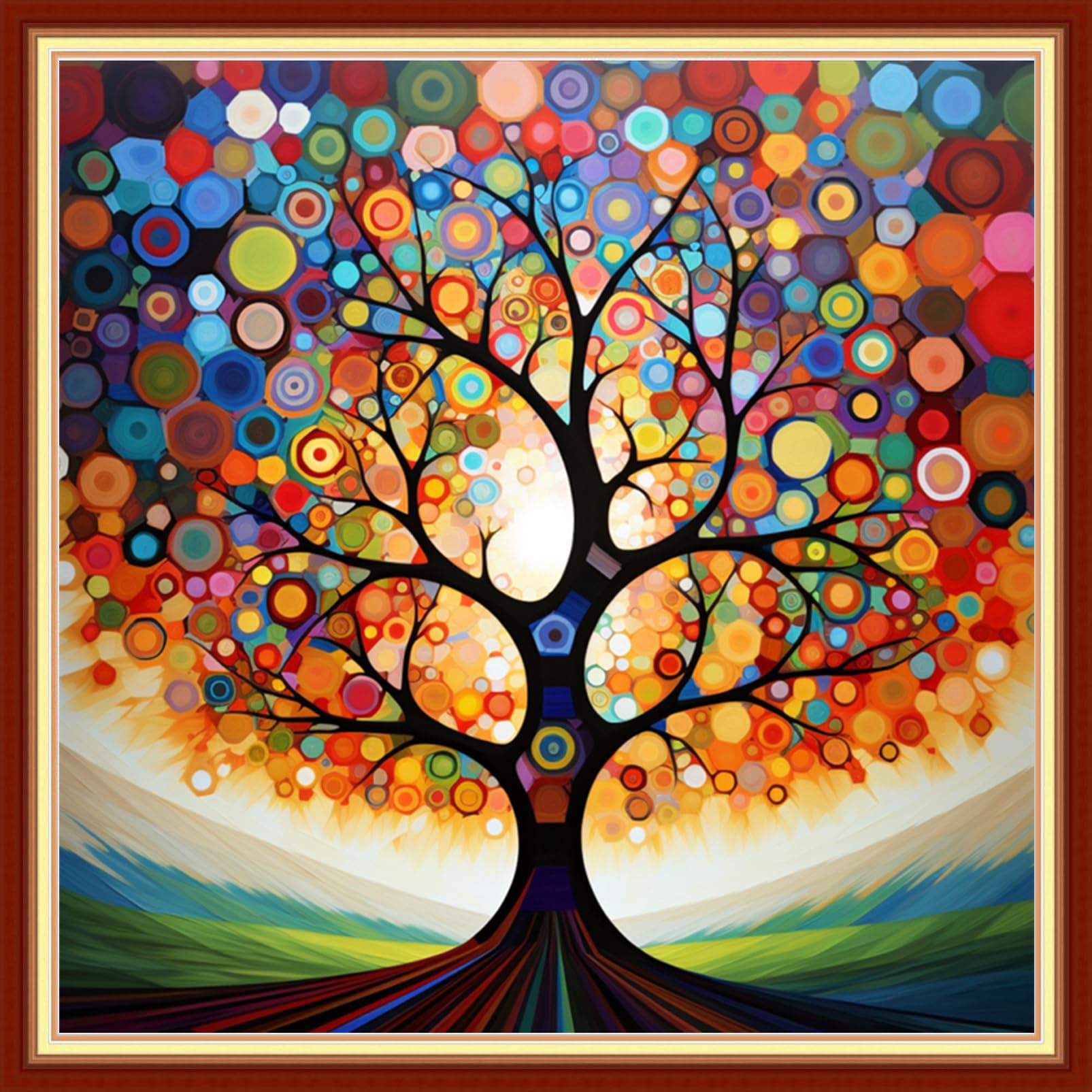 Funxvoot Stamped Cross Stitch Kits Beginners Full Range of Embroidery Kits for Adults 11CT Embroidery Patterns Needlepoint kits Printed Cross Stitch Kits - (Colorful Magic Tree 18x18 inchs)