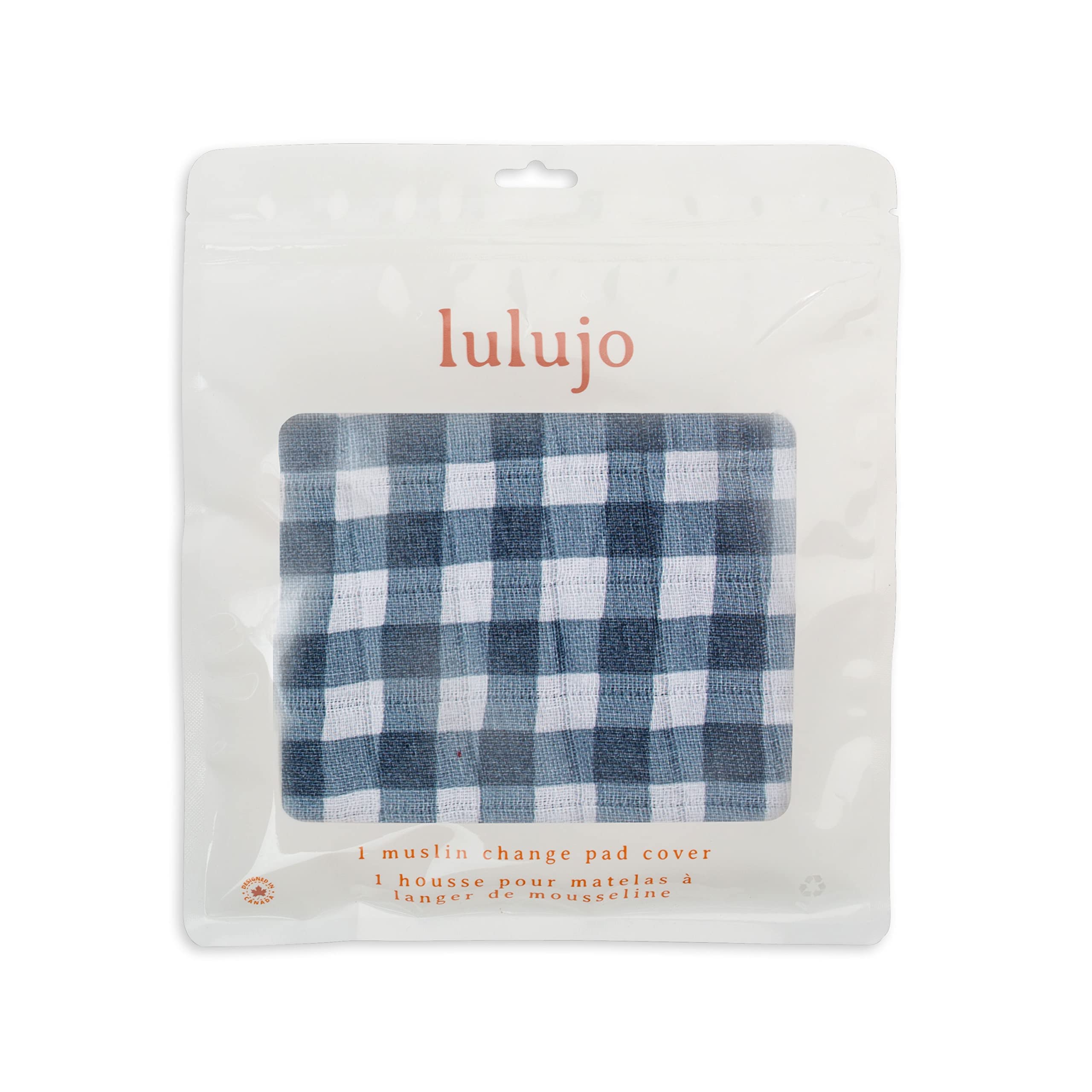Lulujo Housse de matelas à langer en coton doux (Vichy marine)