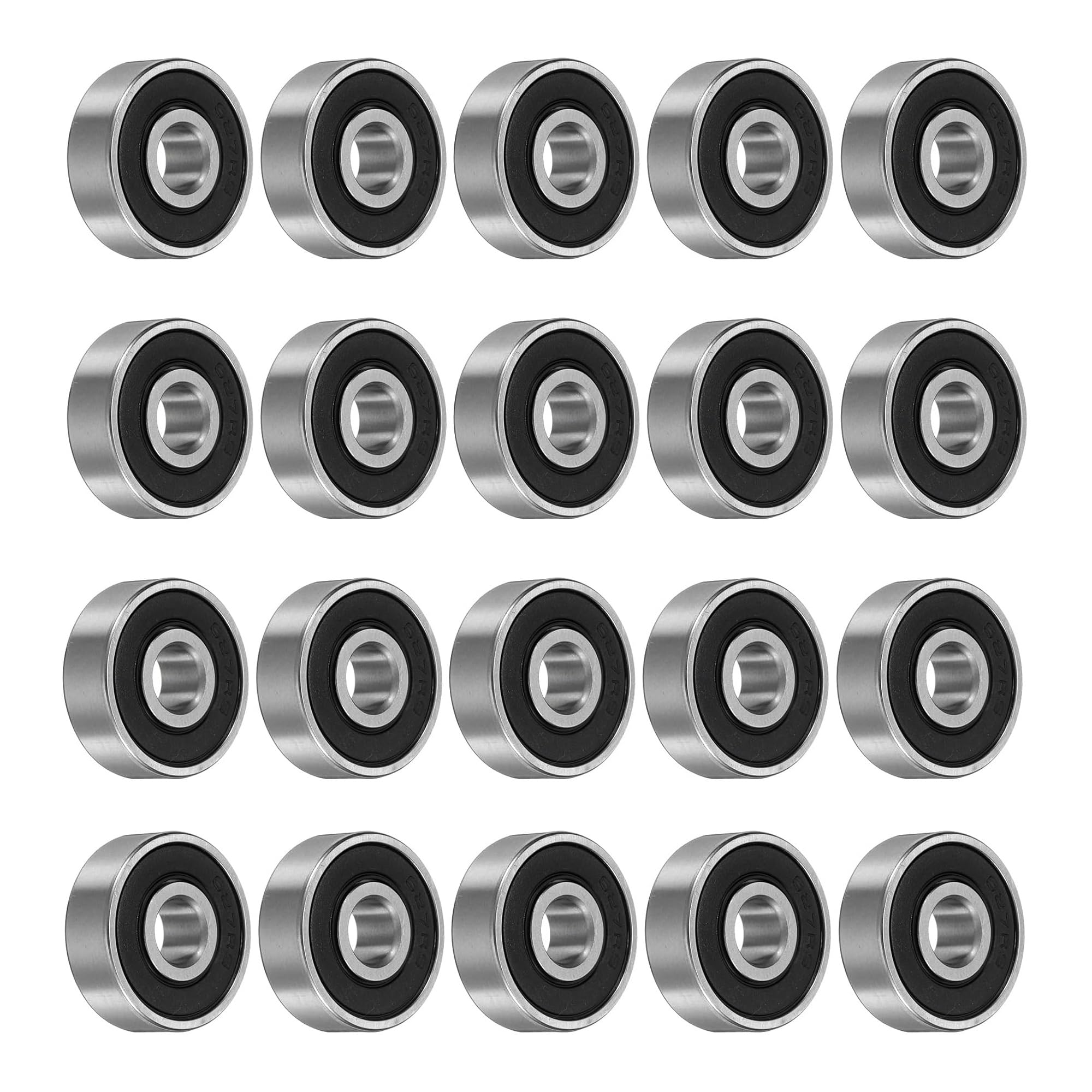 OMB | 627-2RS | 20 Pieces | Z3 V3 HQ | 7mm ID x 22mm OD x 7mm Width | High Speed Double Rubber Shield, Chromium Steel Ball Bearing