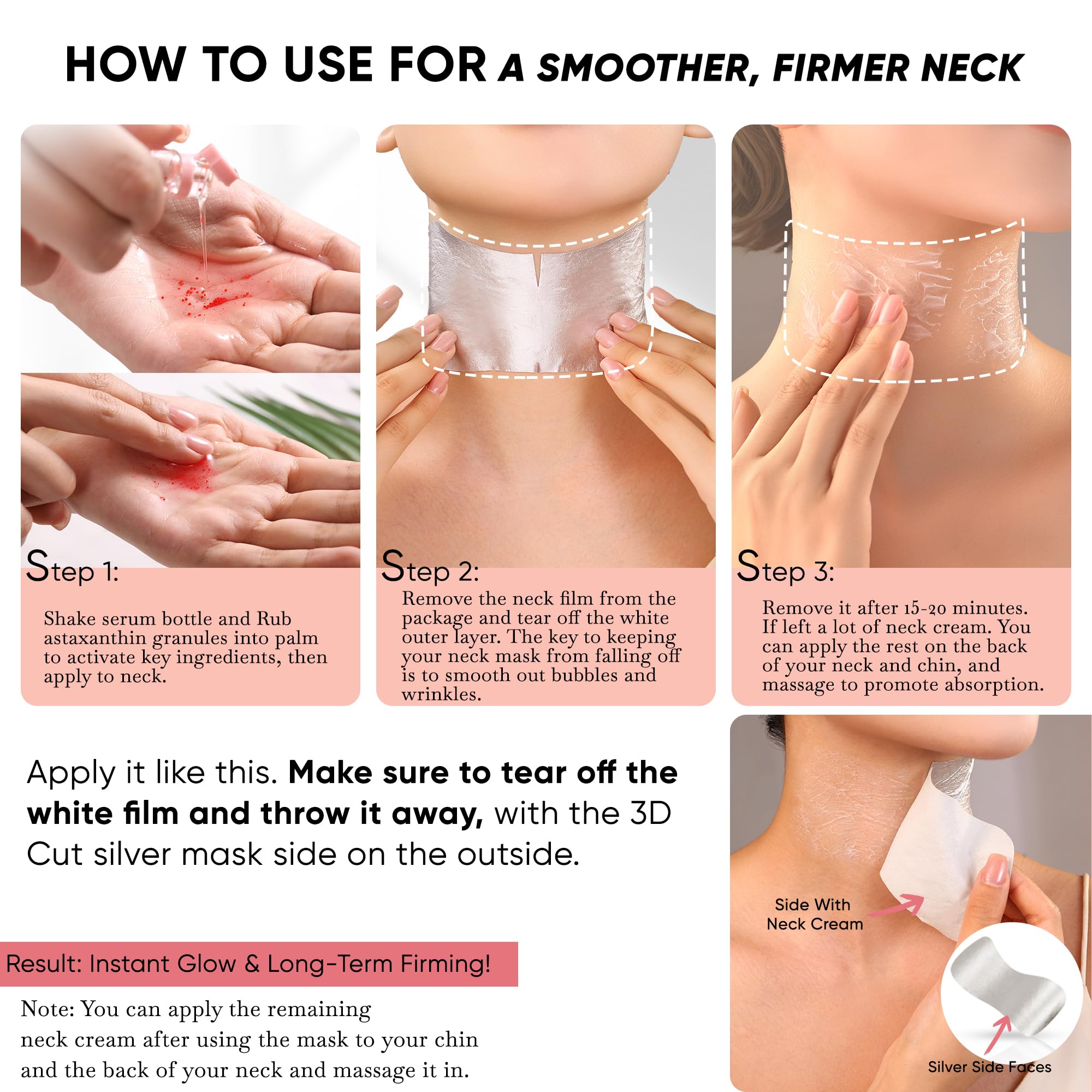 Misoour Neck Collagen Mask with Astaxanthin, 2 in 1 NeckMask for Anti-wrinkle, Firming, Moisturizing - Image 3