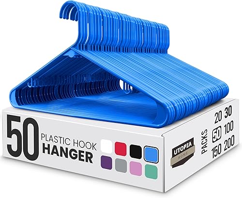 Vista 55 de Utopia Home Perchas de plástico, paquete de 30 unidades, perchas con ganchos, duraderas y ahorran espacio (negro)