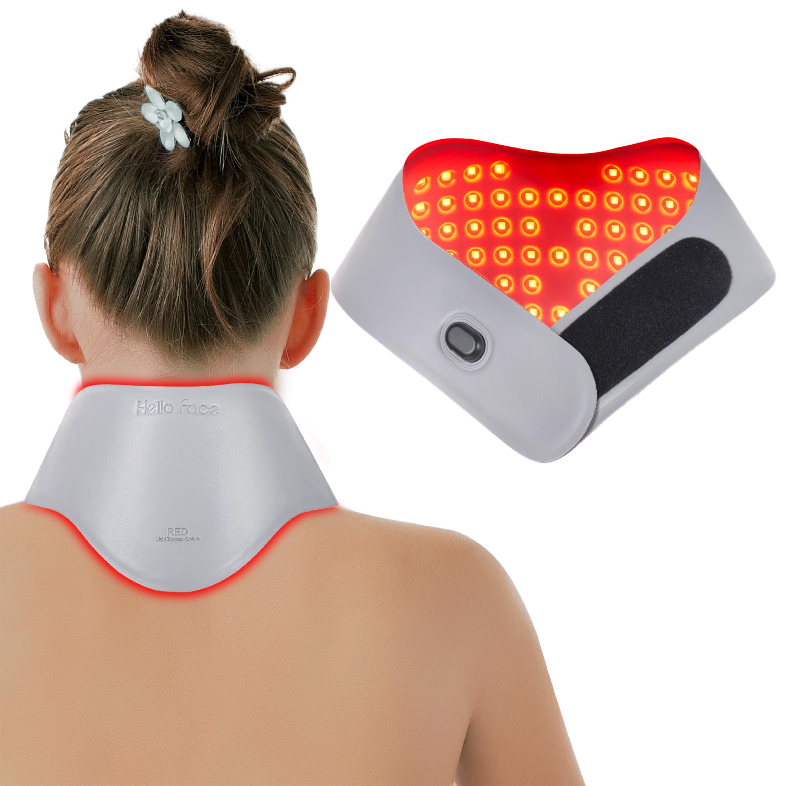 Thérapie par Lumière Rouge pour le Cou avec 147 LED 660nm & 850nm, Télécommande Rechargeable, 3 Modes, Minuterie, Appareil Infrarouge Portable pour Douleurs Cervicales
