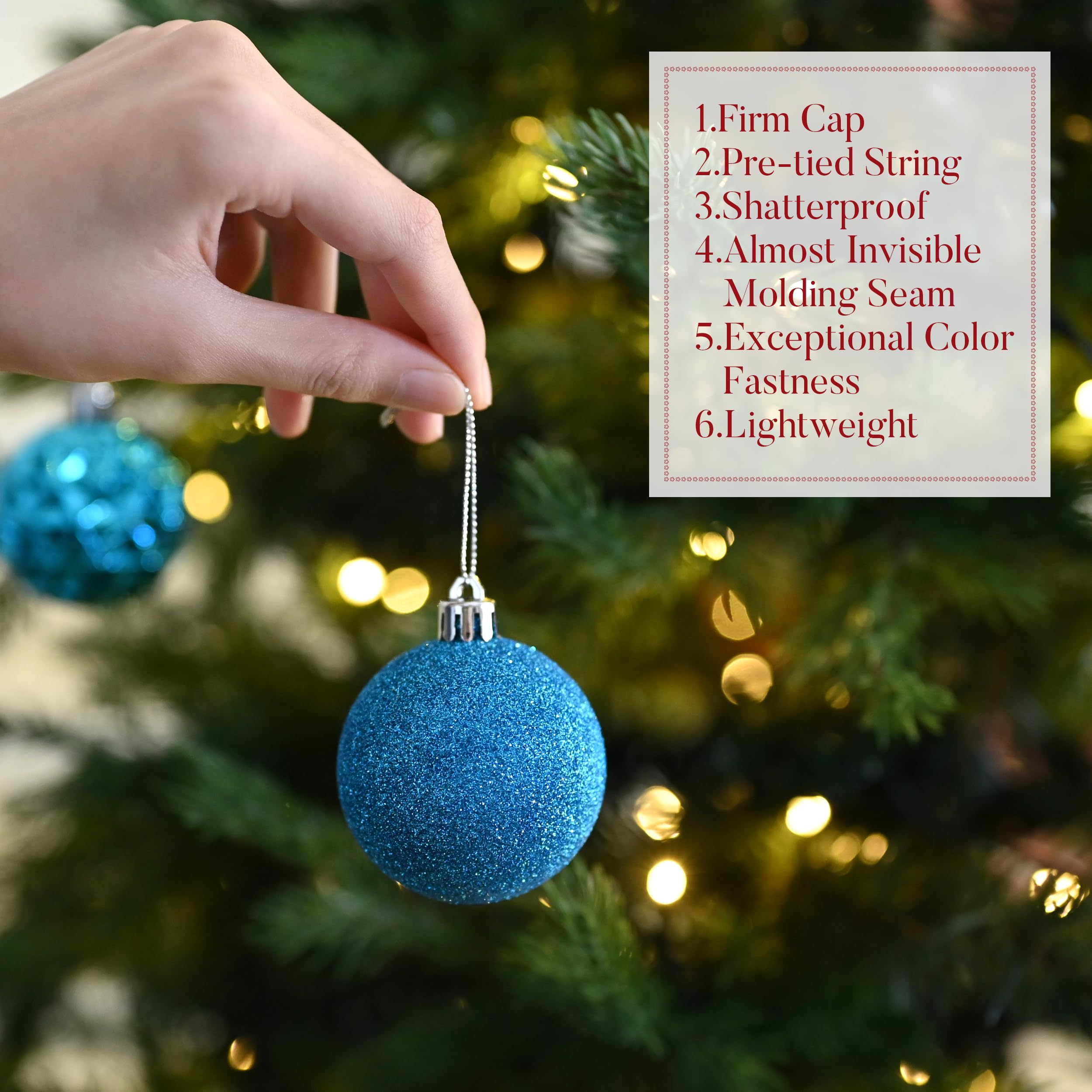 Valery Madelyn Lot de 50 boules de Noël incassables pour sapin de Noël en vrac, 6 cm, décorations à suspendre pour Noël, Saint-Valentin, Saint-Patrick, fêtes de Mardi Gras
