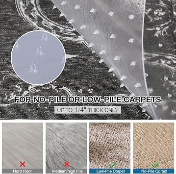 Chair Mat for Carpet, 36 x 48 Desk Chair Mat for Carpeted Floors, Non-Slip Office Vinyl Mat for Carpet with Studded, Easy Glide Heavy Duty Floor Protector Mat for Home Office, Clear