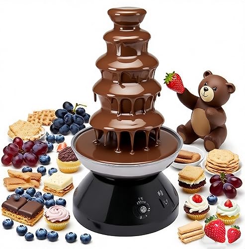 Fuente de chocolate comercial de 5 niveles 86-230 F Torre de fondue de chocolate caliente 7 lb Máquina de calefacción de fusión de chocolate de