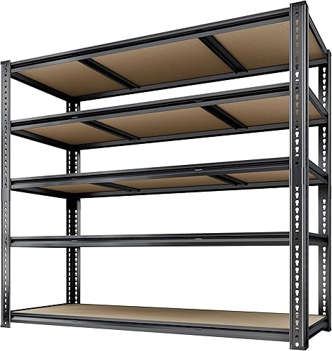 Miniatura 9 de Estantería de garaje de 48 pulgadas de ancho, estantes de almacenamiento de 3050 libras, estantería de metal de 5 niveles, estantes de garaje