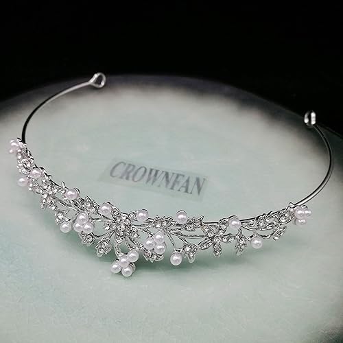 Miniatura 6 de Tiaras y coronas de perlas de diamantes de imitación para mujeres y niñas de flores, accesorios para el cabello Bridgerton para cumpleaños,