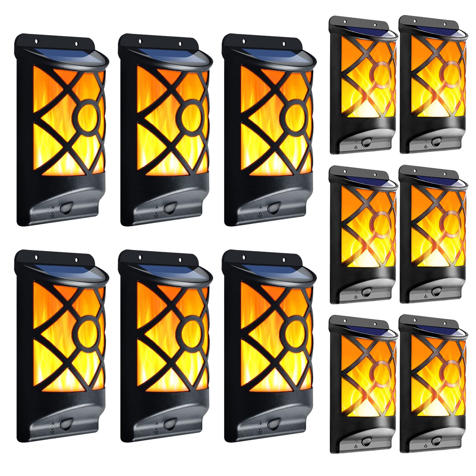 Photo 1 of LazyBuddy Solar Flame Lights Outdoor, Flickering Flames Solar Wall Light, Fire Effect 66 LED Auto On/Off Solar Powered Wall Mounted Landscape Decor Lighting Torch Lamp for Fence, Patio, Deck