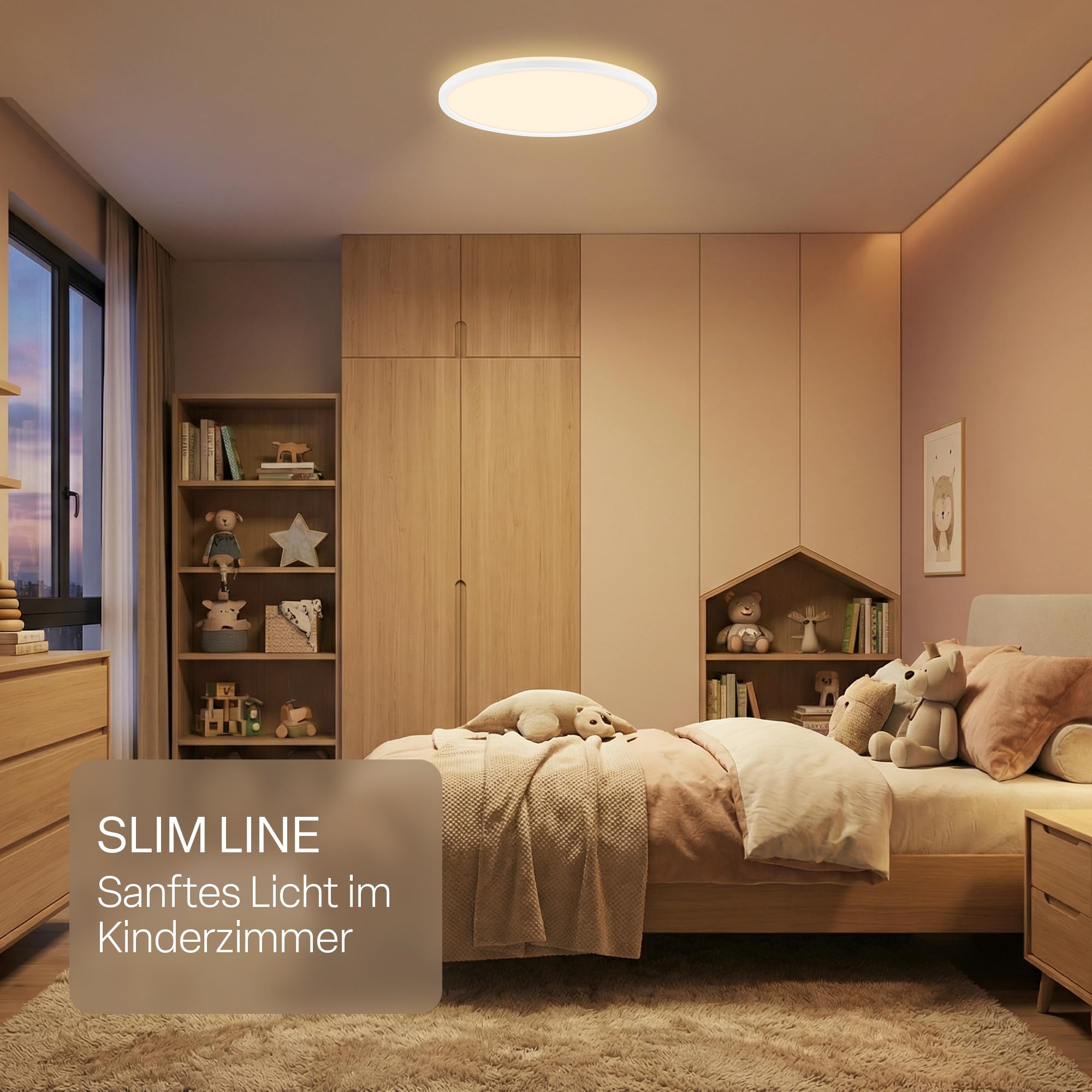 B.K.Licht - LED Deckenlampe, Flach, Dimmbar, Indirektes Licht, CCT warmweiß bis tageslichtweiß, IP44, Panel, Deckenleuchte, Kinderzimmer, Wohnzimmerlampe, Badezimmer Lampe, 42x3 cm, Weiß - 3