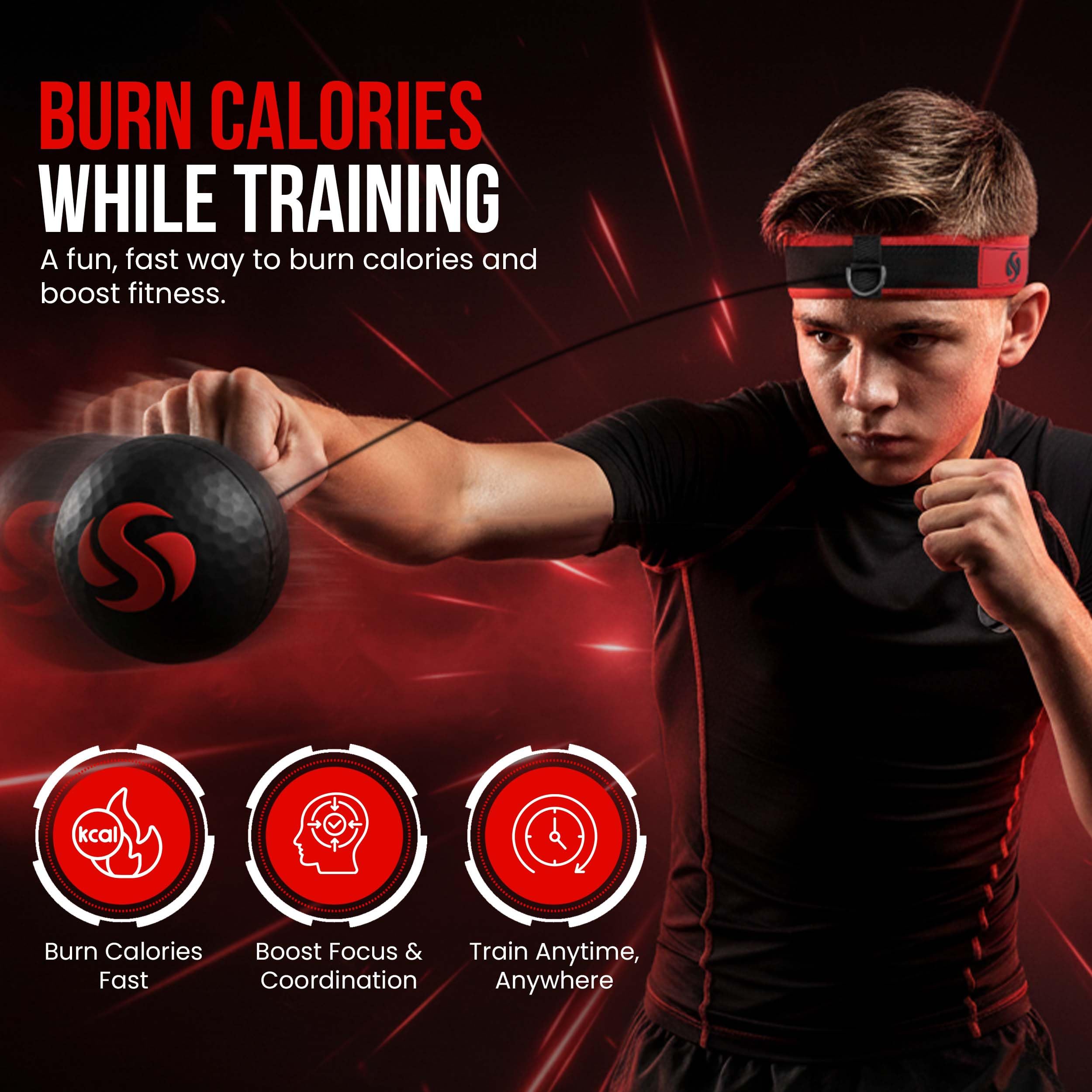 Soul Shift Piłka bokserska – wysokiej jakości trener koordynacji ręka-oko do boksu, MMA i fitnessu – 2 regulowane opaski na głowę + piłka Pro Reflex – poprawiają szybkość reakcji i koncentrację w domu