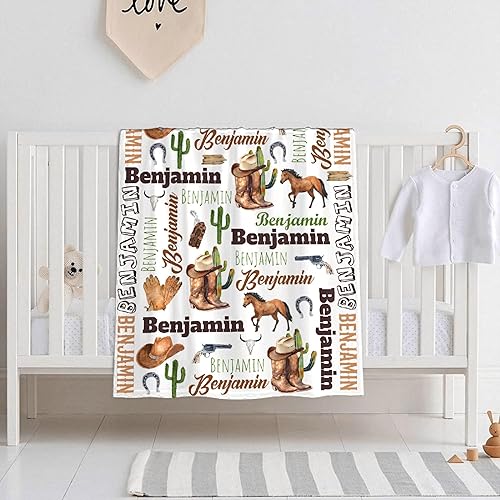 Miniatura 2 de Manta personalizada con nombre de caballo de vaquero con nombre para niñas, niños, mujeres y hombres, manta personalizada para cama de recién