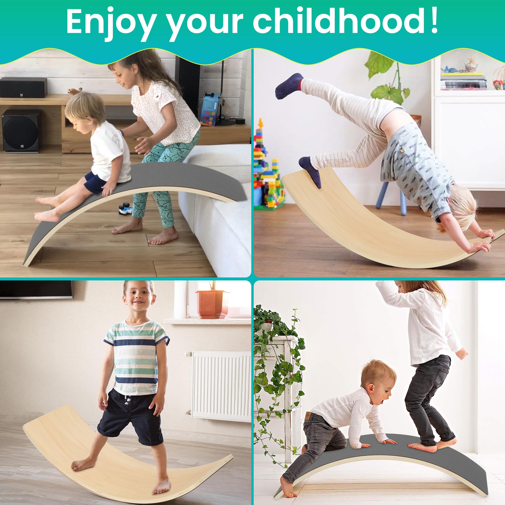 Amazon | FERUERW 木製バランスボード 35インチ ゆらゆらボード 子供