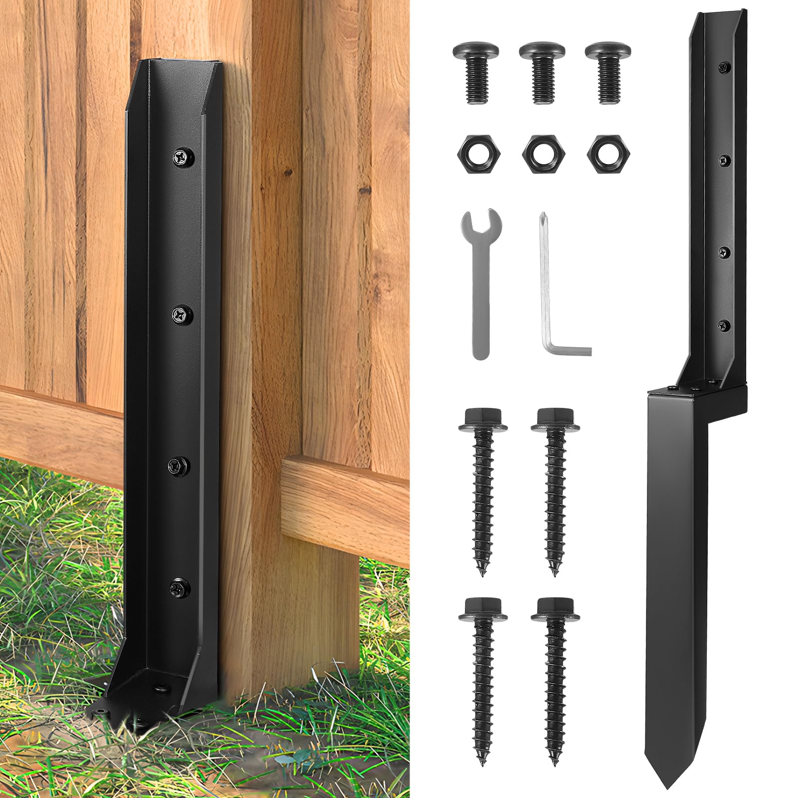 Gxpjycfob Fence Post Repair Kit, Heavy Duty Steel Fence Post Repair Stakes