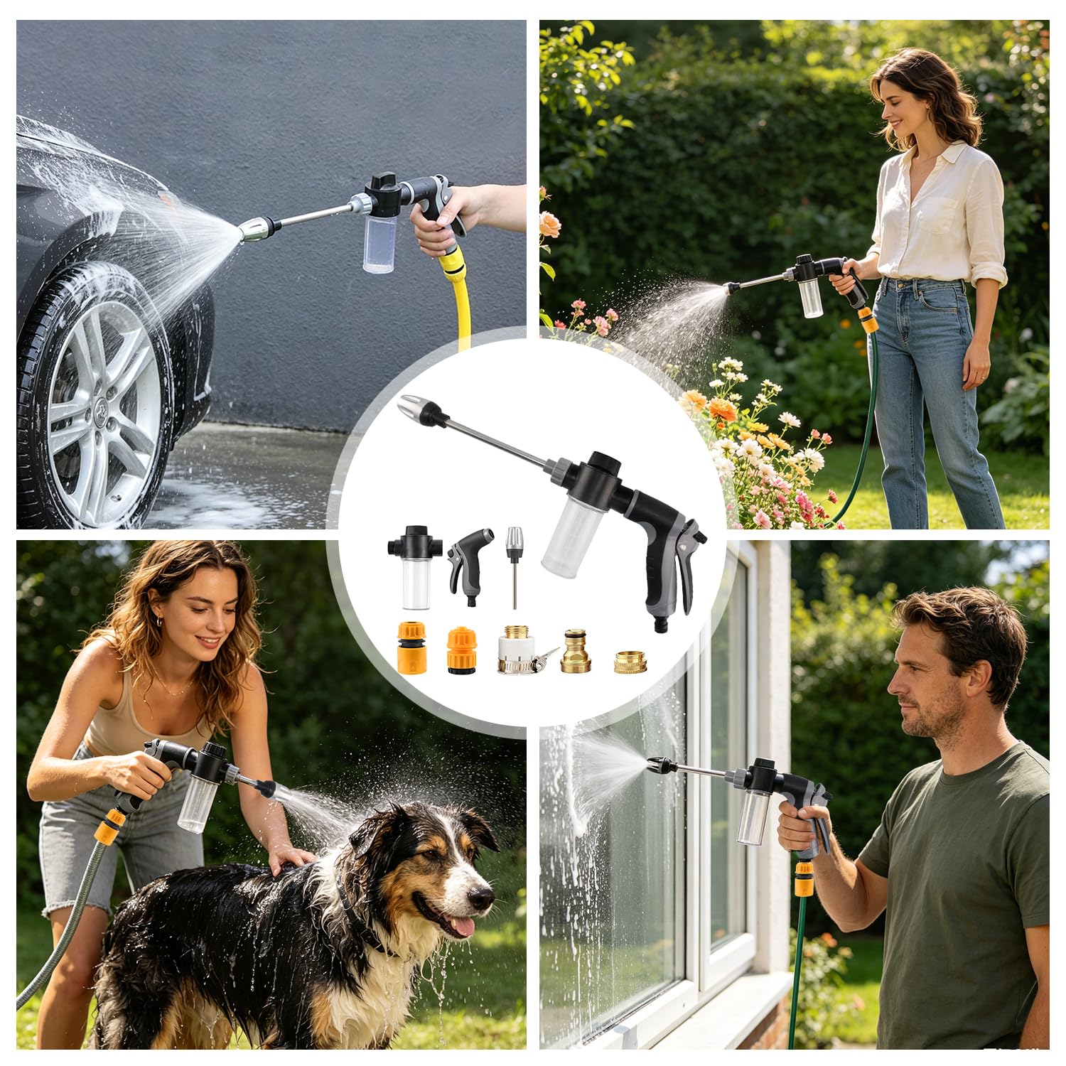 Pistola ad alta pressione Power Jet, TurboWasher per tubo da giardino, Power Jet Pistola ad alta pressione, Pistola Irrigazione Giardino, Pistola da Giardino in Metallo, per lavaggio auto (M1)