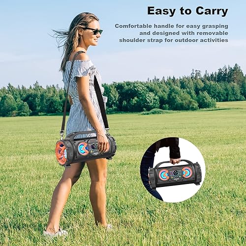 Miniatura 7 de Altavoz Bluetooth, altavoz portátil de 70 W, altavoz inalámbrico para exteriores, altavoces Bluetooth 5.0 de 100 pies con subwoofer de 5.5 pulgadas,