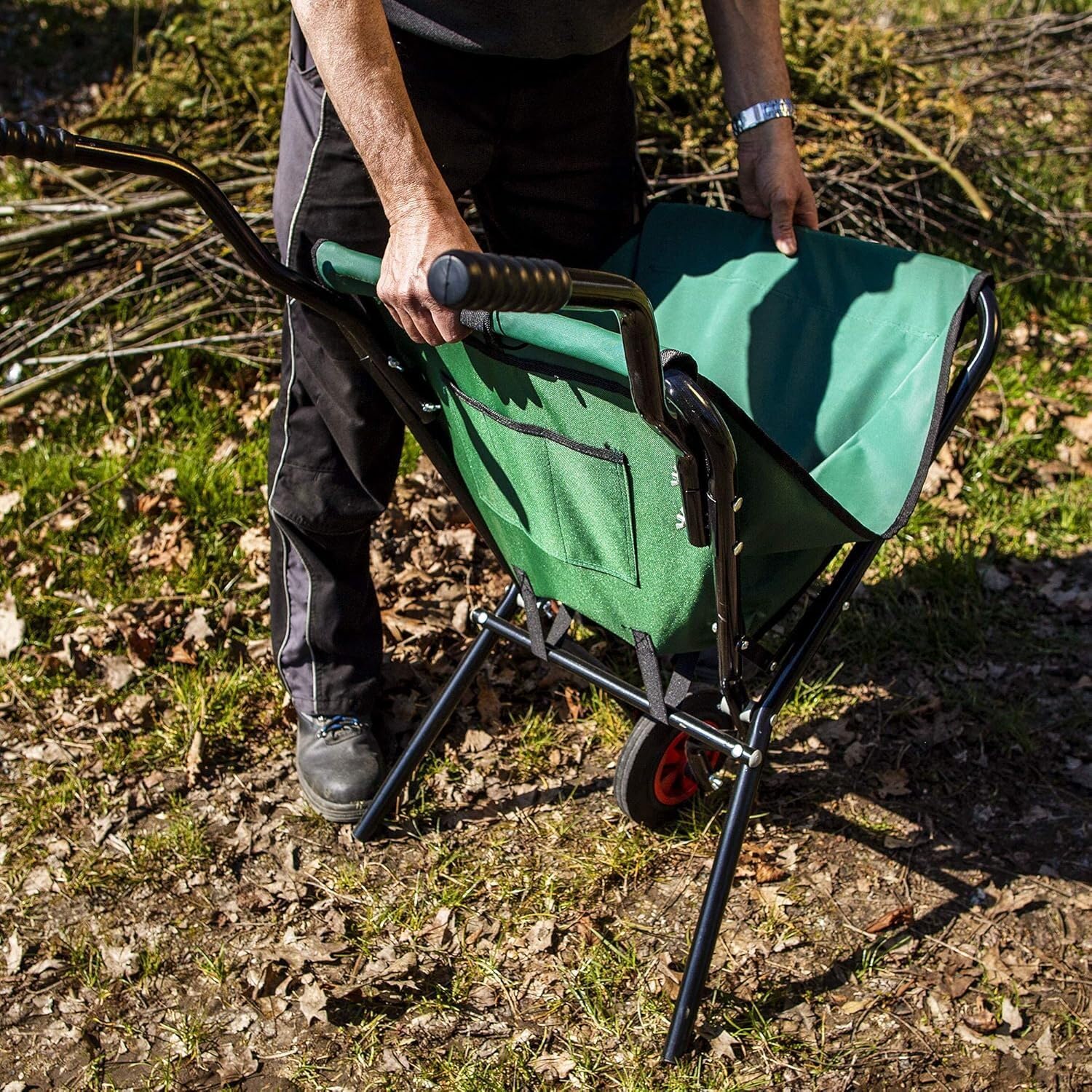Carriola Richiudibile, Carriola pieghevole, Carretto Pieghevole Giardino, Salvaspazio, 115,5 x 54 x 60,5 cm - TROLLYFOLD