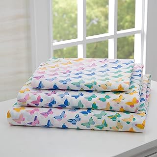 Delta Children 3-Piece Twin Sheet Set - Includes 1 Flat Sheet, 1 Fitted Sheet & 1 Pillowcase, Butterflies