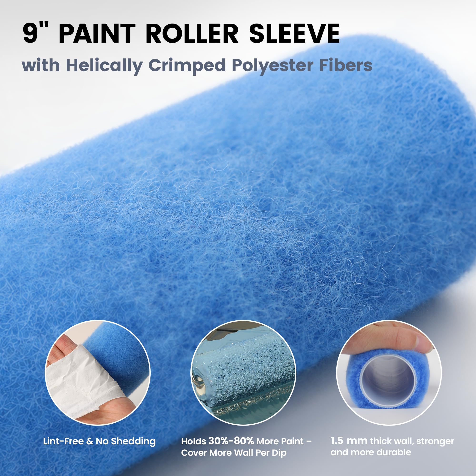 VOOMEY Kit di 20 rulli per pittura con asta di estensione, rulli da 22,9 cm e 10,2 cm, telaio a rullo in microfibra, kit per pittura domestica, pennelli per dipingere pareti