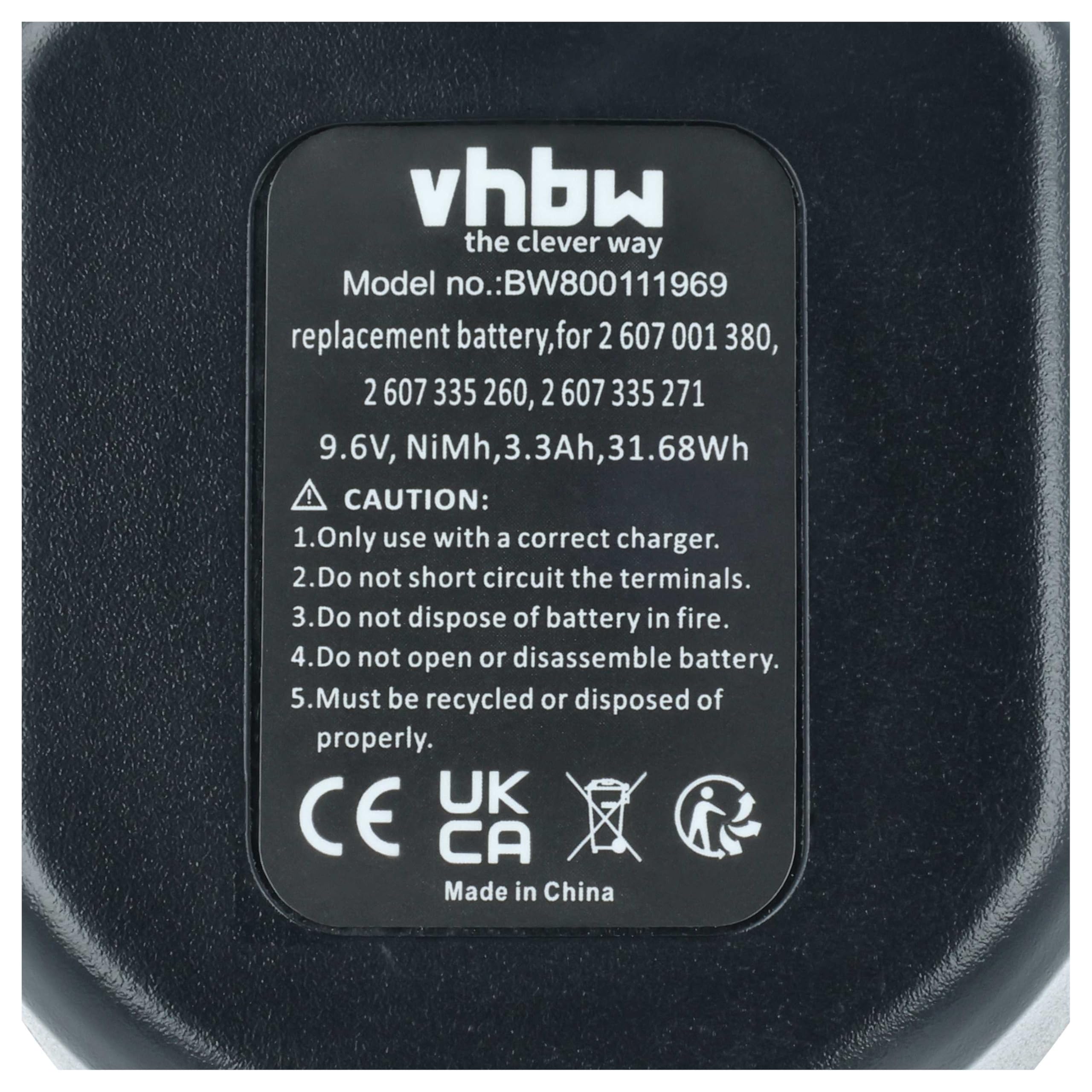 vhbw 2 x zamiennik baterii do Bosch 2607 335 540, 2 607 335 539, 2 607 335 524, 2607 335 674 do elektronarzędzi (3300 mAh, NiMH, 9,6 V)