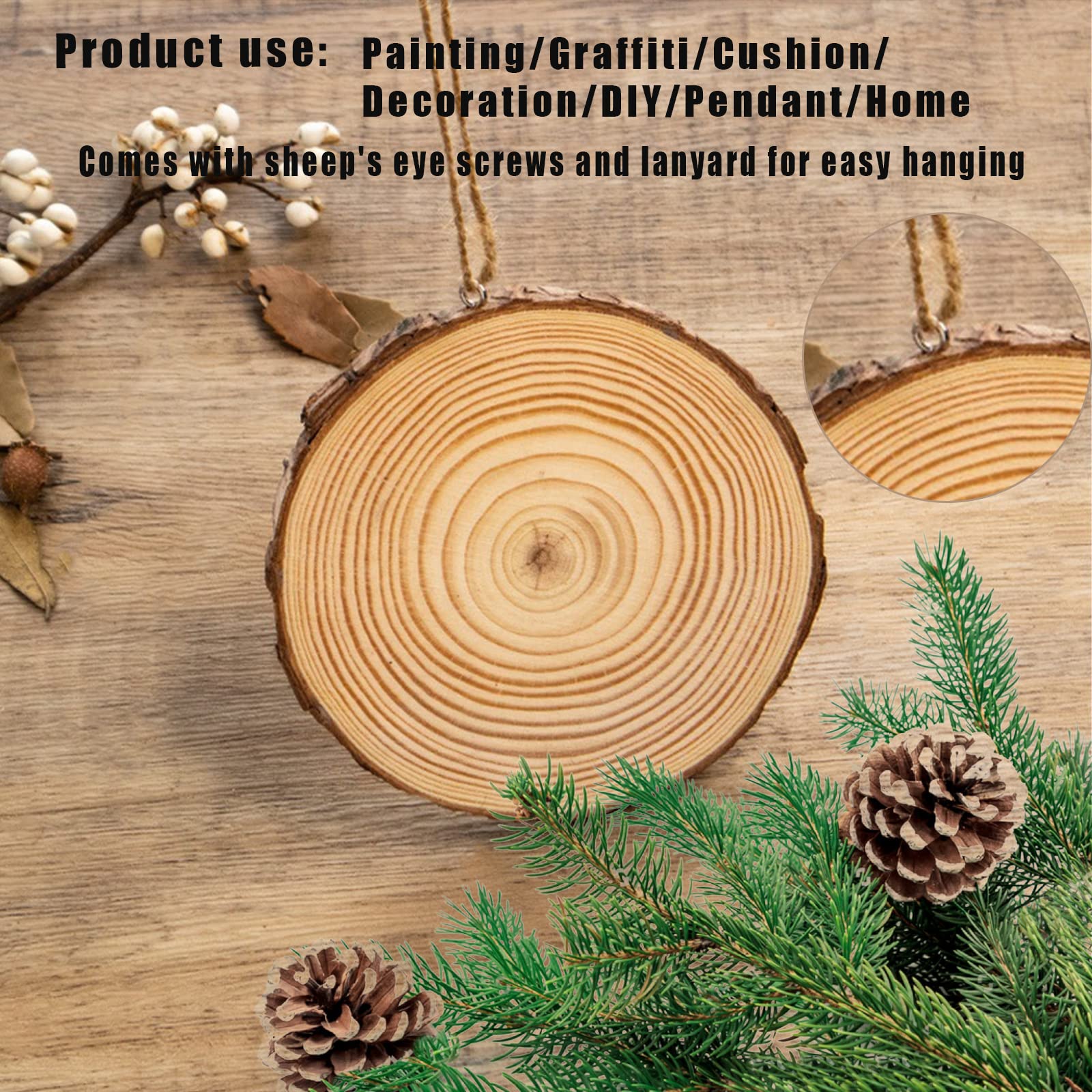 SENENQU 24x Ruwe Houten Schijven – 20 Cm Diameter, 3 Mm Dik – Voor Knutselen, Decoratie & Cadeaulabels