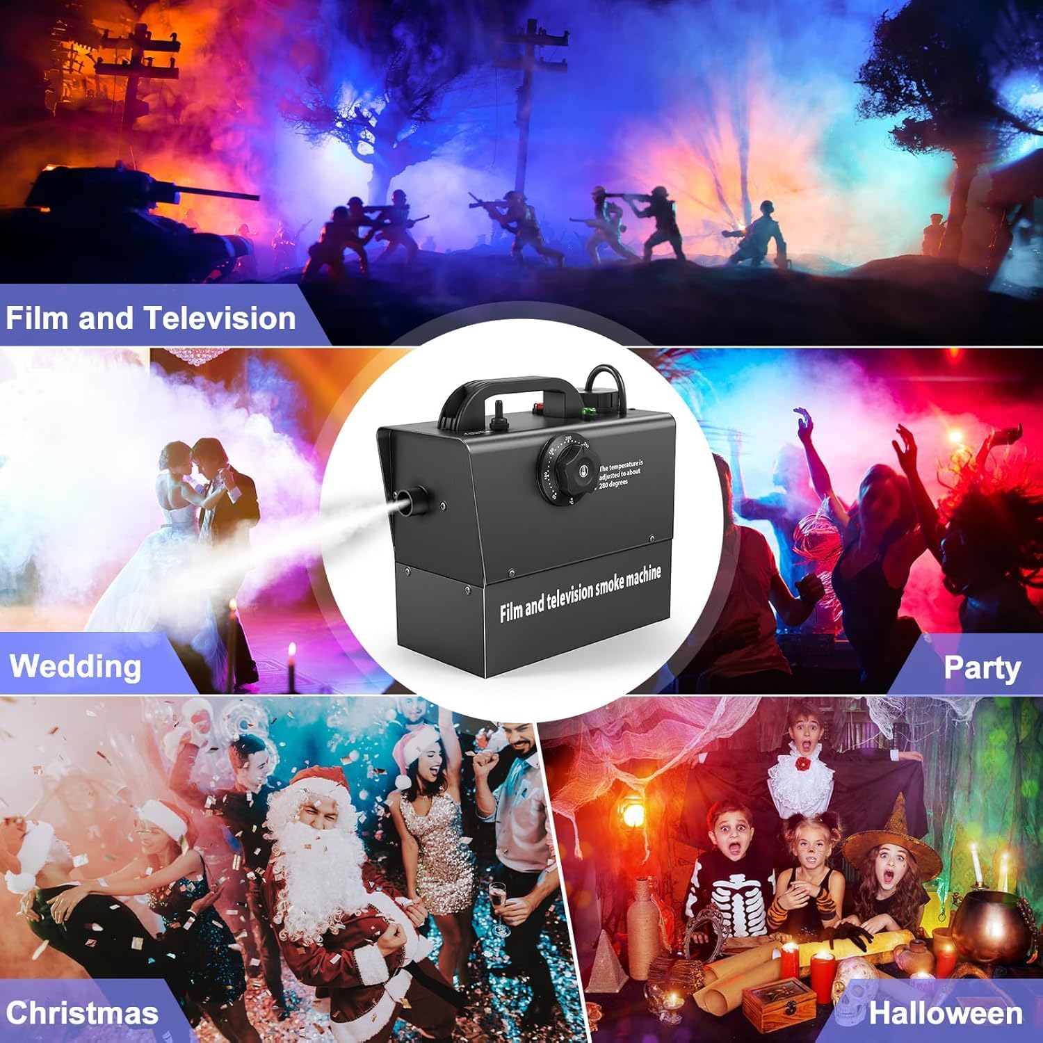 Nebelmaschine, Handnebelmaschine 400W, Eingebauter Akku, 21000 mAh, Strom Sichtbar, für Theater, Film- und TV-Dreharbeiten, Halloween, Weihnachten, Partys, Familienfeiern