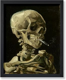 Poster Master Vintage Van Gogh Poster - Retro Skull of a Skeleton with Burning Cigarette Print - Skeleton Art - Gift for Men, Women - Decor for Bedroom, Living Room, Office - 8x10 UNFRAMED Wall Art