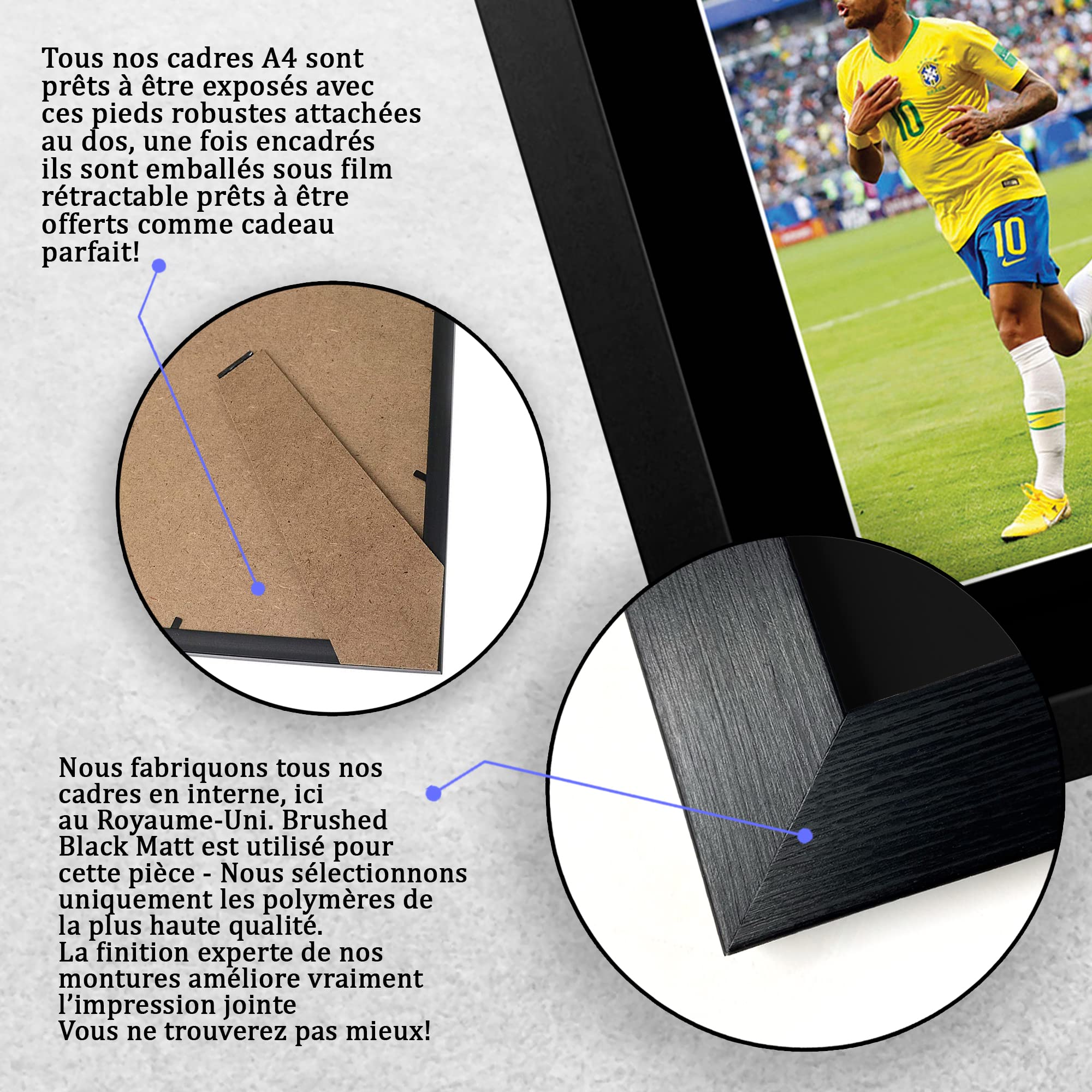 Neymar Jr Brazil A4 photo autographe signée encadré cadeau football fans supporters