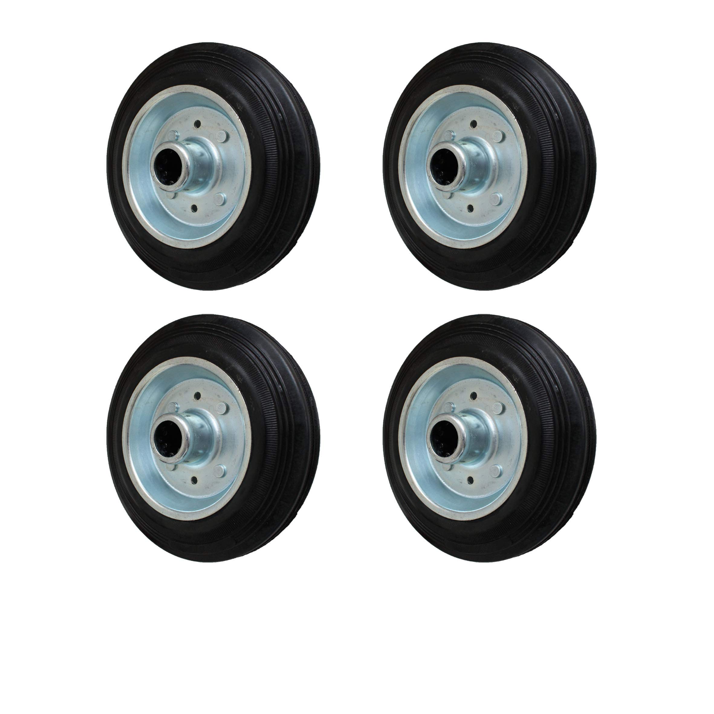 4 Stück 200 mm Vollgummirad Rad für Transportrollen Lenkrollen Transportgeräterad