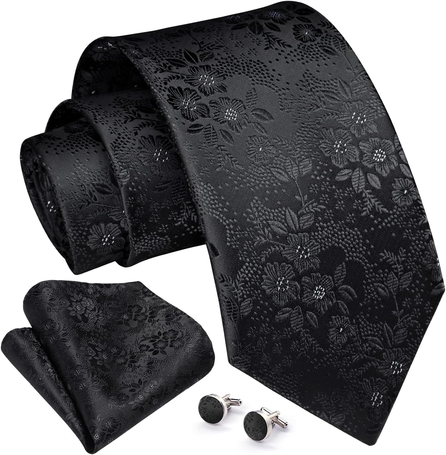 Enlision Ties for Men Floral Tie Handkerchief Cufflinks Set Formal Flower Classic Mens Necktie & Pocket Square Wedding - Image 4