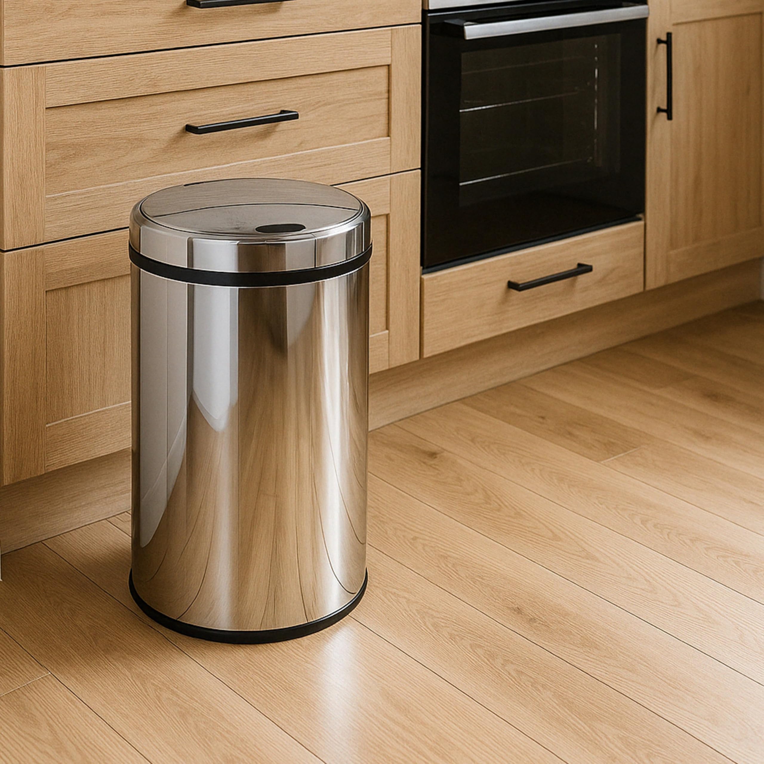 KITCHEN MOVE Poubelle de cuisine automatique 30L ARTIC en acier Inox H56cm avec cerclage