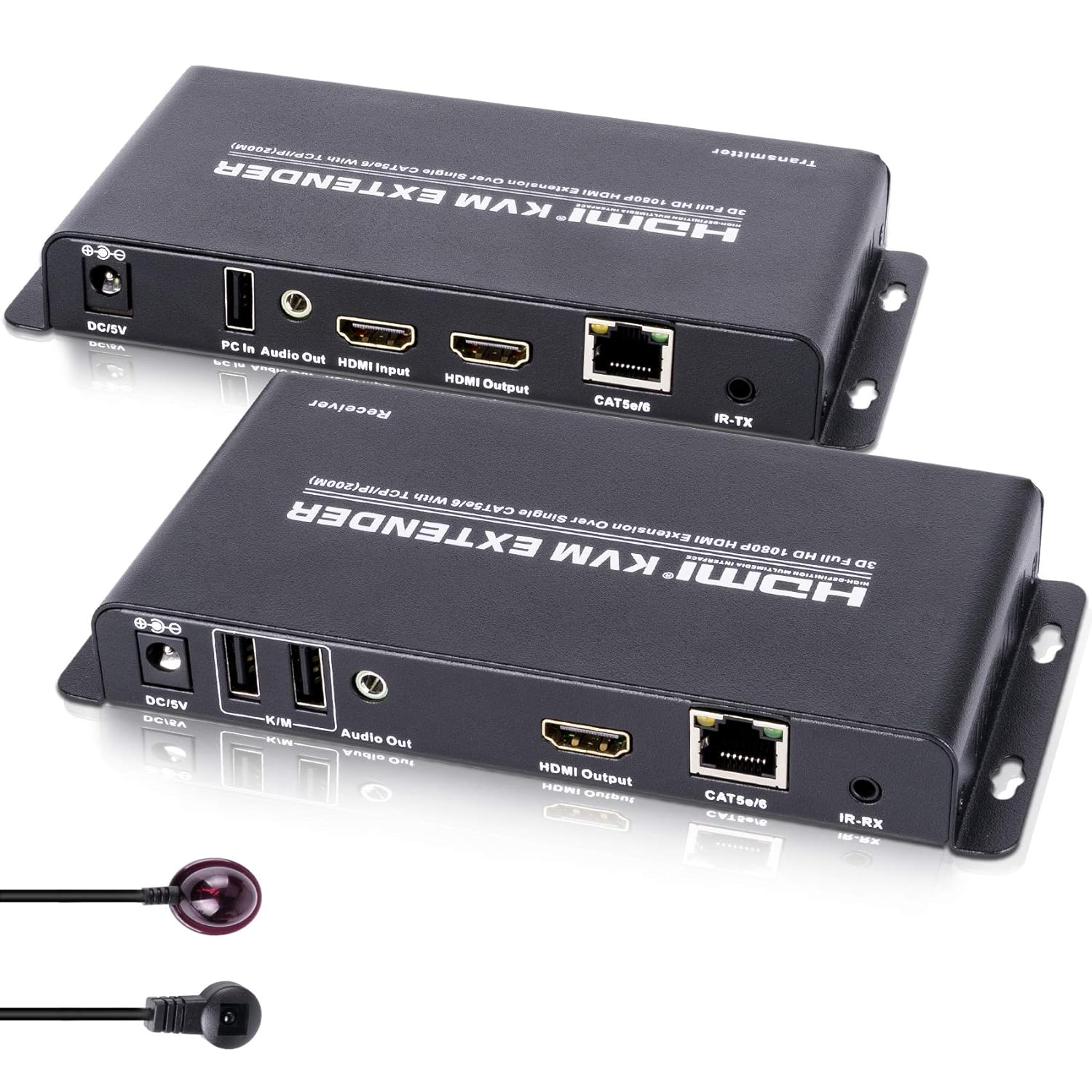 HDMI USB KVM Extender, Cat6 HDMI Transmitter and Receiver Over TCP/IP