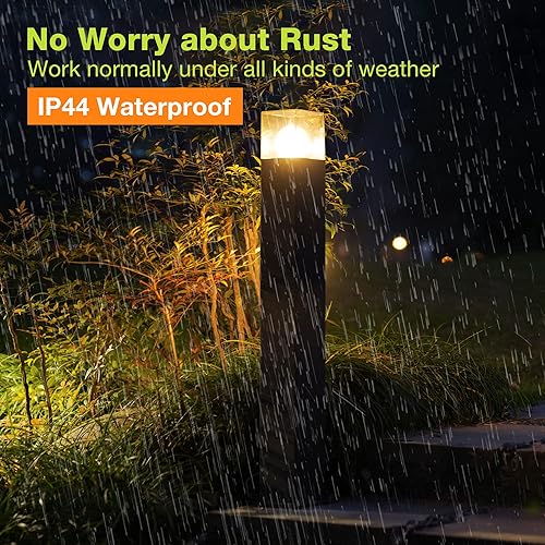 Miniatura 2 de Inowel Luz de camino de bolardo E26 Luz de entrada de paisaje de 31.5 pulgadas, lámpara de césped para exteriores, iluminación de poste impermeable