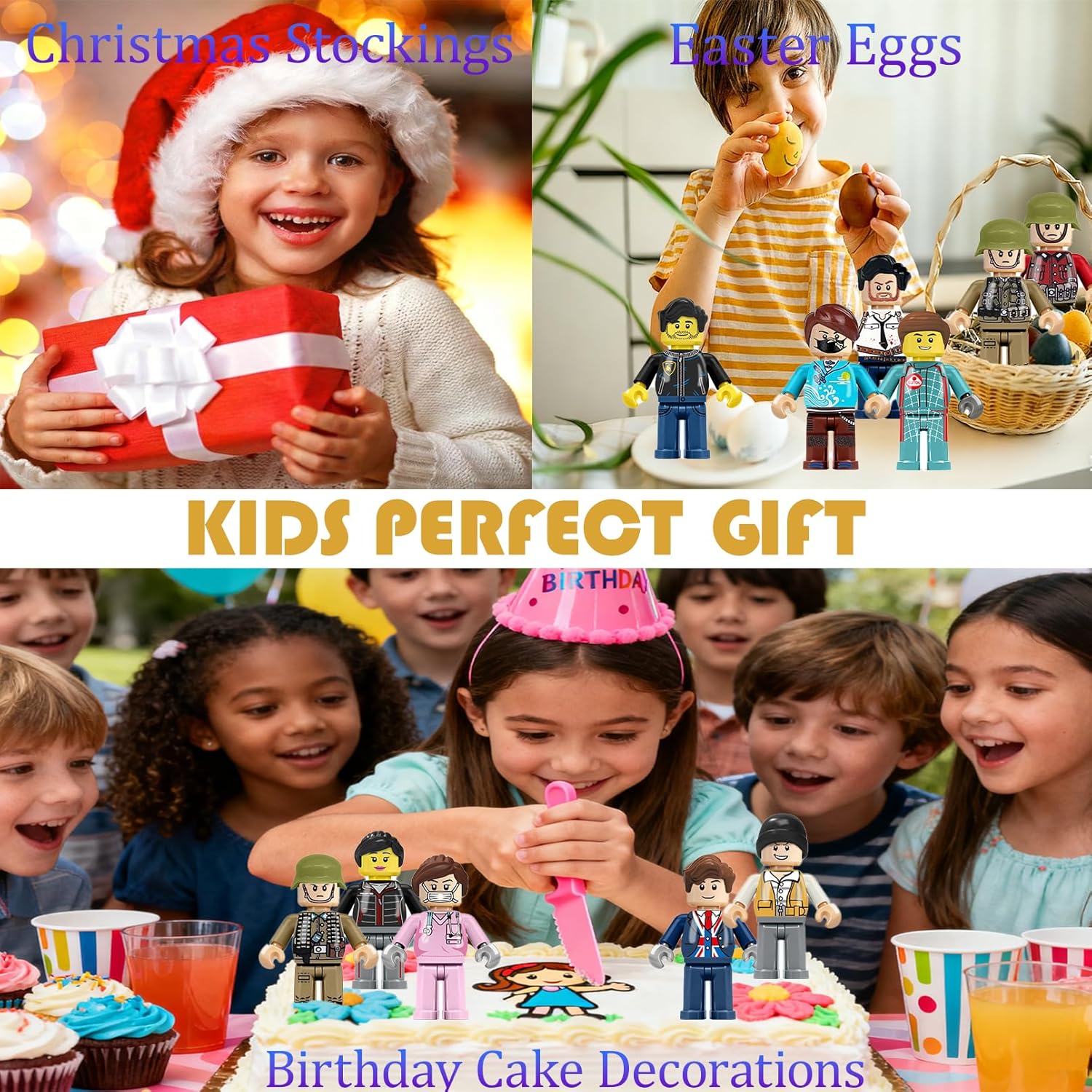 36PCS Minifigures, Mini Figure Toy, Action Figure Stuffer, Minifigures Building Bricks Mini People, Boys Girls Gift for Christmas Stockings, Birthday Cake Decorations, Easter Eggs, Party Favors
