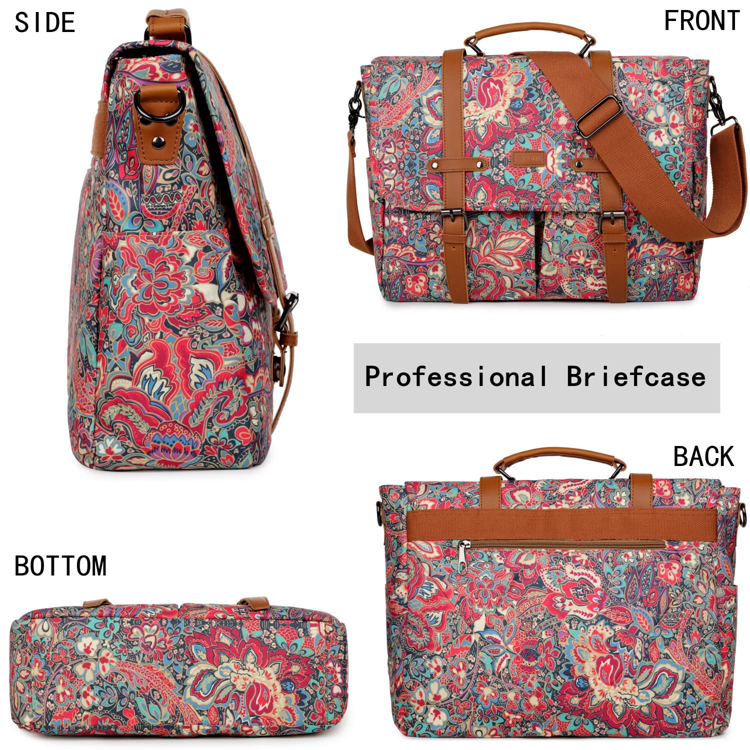 Damska torba na ramię druk laptop komputer torba 15,6 cala aktówka Satchel torba na ramię Bookbag YL-01, Hs, Bohemian