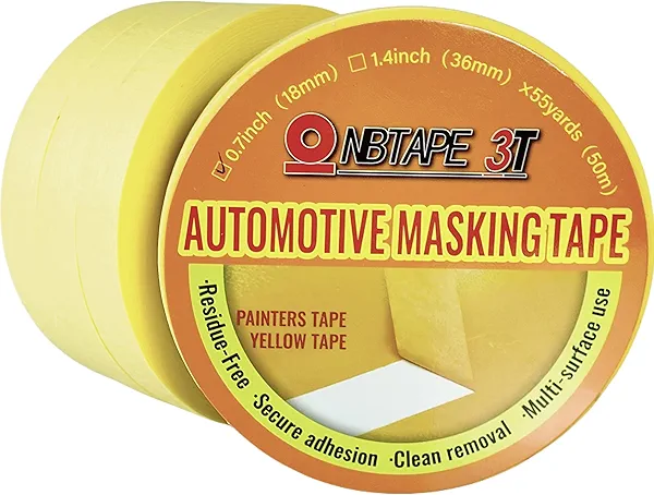 NBTAPE 3T Painters Tape (4 Rolls, 0.7 inch ×55yards) General Purpose, Yellow Masking Tape, Yellow Painters Tape for Artistic Creation, Labeling, Car