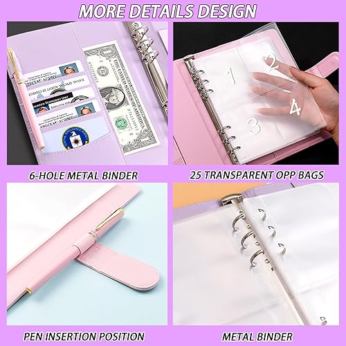 Miniatura 5 de 100 sobres desafío de ahorro de dinero con bonitas calcomanías, carpeta de ahorro de dinero A5 con sobres de efectivo, libro de desafíos de ahorro