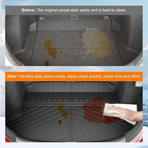 Vista 3 de powoq Alfombrilla de maletero compatible con Honda Civic Hatchback 2022-2026, revestimiento de carga de elastómero termoplástico, repuesto