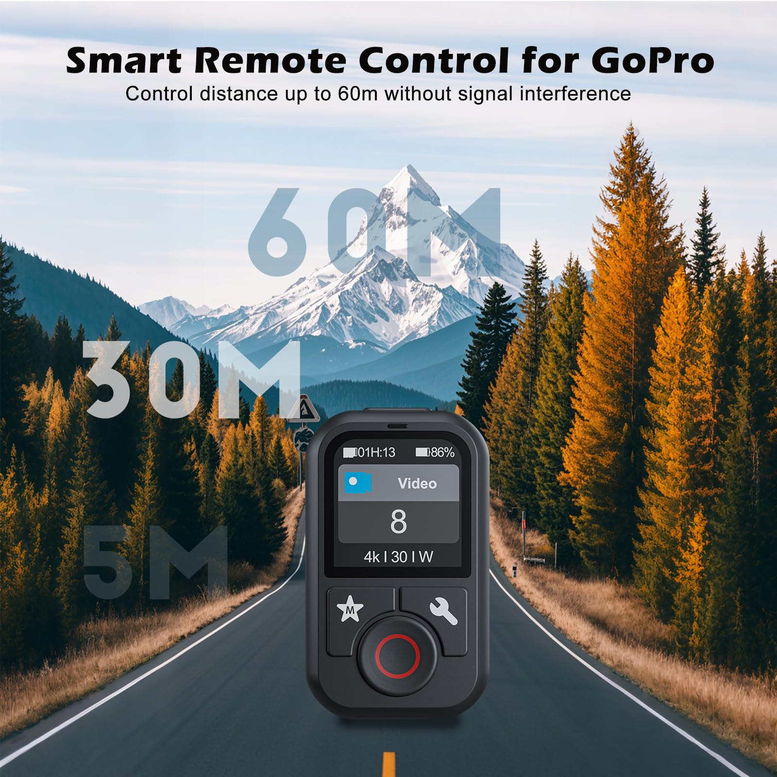 Telecomando Remote Controllo per GoPro Hero: Senza fili Bluetooth Controller fotocamera per GoPro Hero 13 12 11 10 9 8 Black MAX Telecomando con cinturino da polso Display LCD a colori