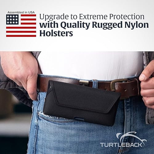 Miniatura 7 de Turtleback Funda de nailon de alta calidad para iPhone 16 Pro, 16e, 15 Pro, 14 Pro, 13 Pro, grande, soporte para cinturón de teléfono negro para