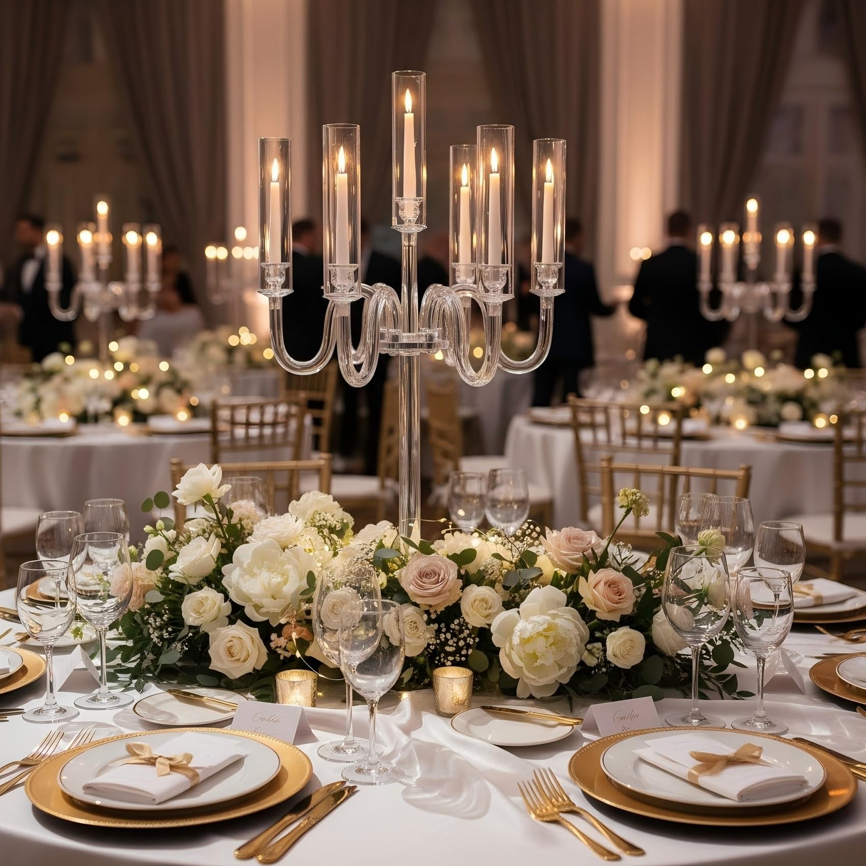 Centre de table en acrylique pour mariage et décoration de réception lumineuse