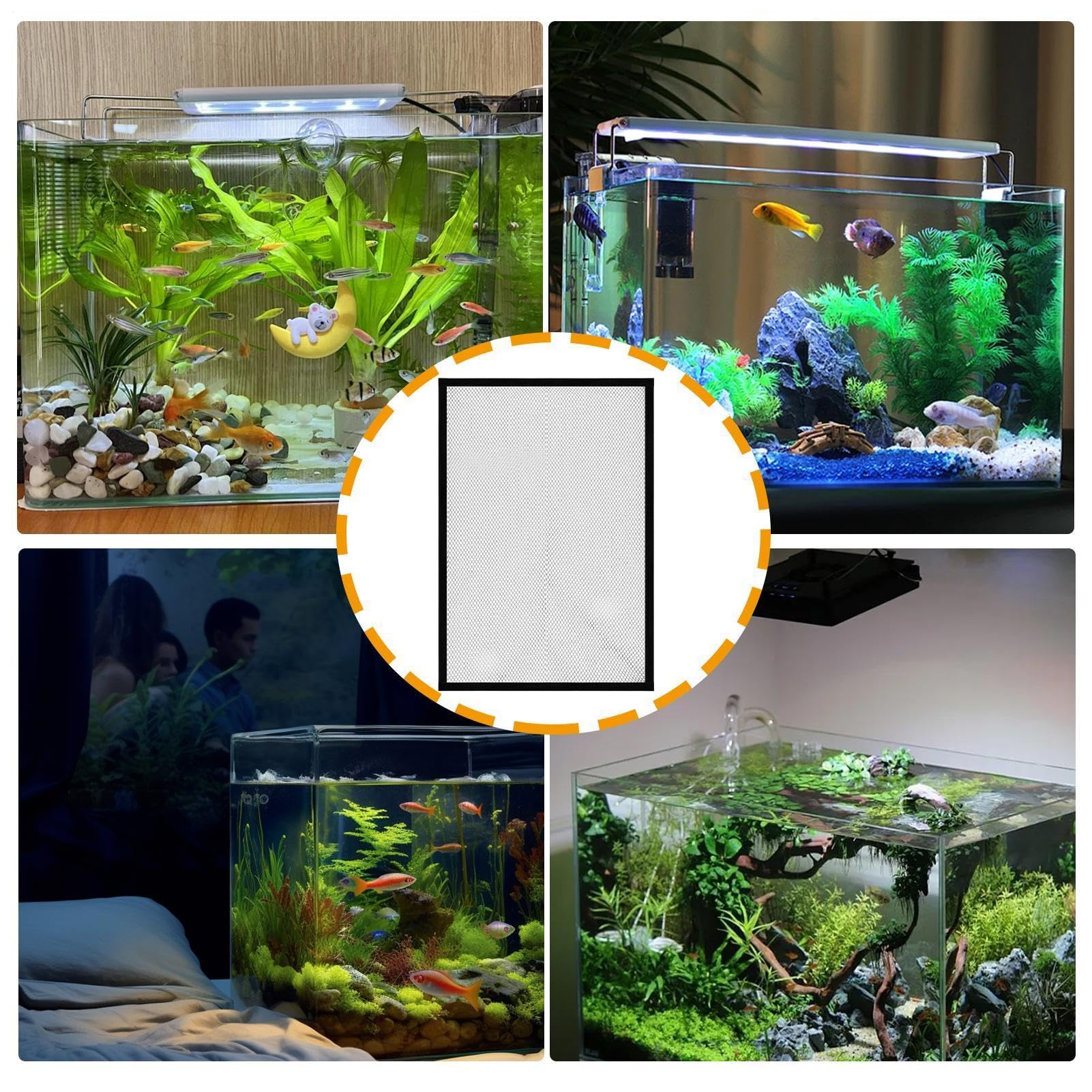 Aquarien Netz | Verstellbares Fischtank Abdecknetz - Aquarium Schutznetz | für Zuhause Büro Lobby Reisen Zoohandlung bei temporärer Einrichtung und Nutzung für Züchter und