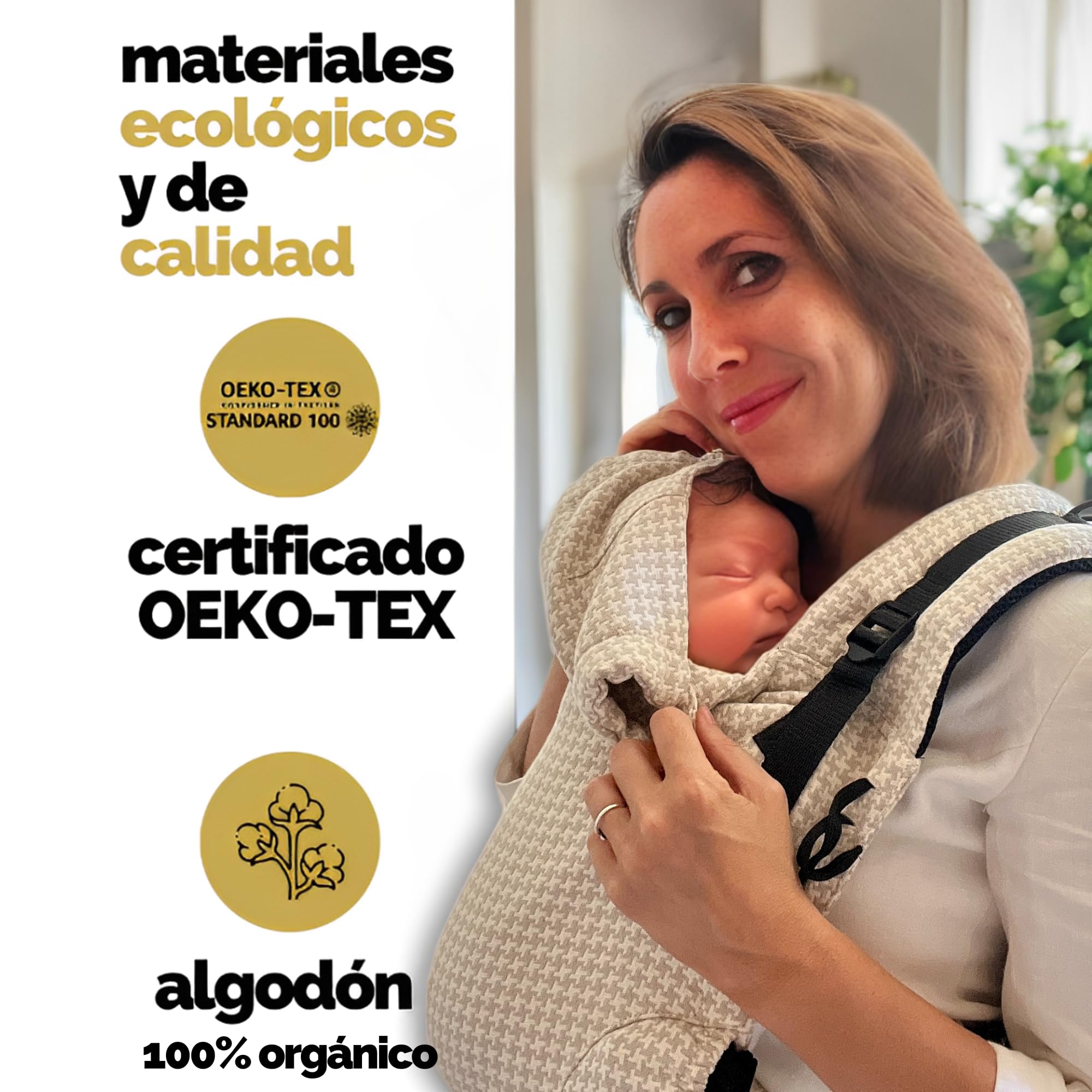 Amarsupiel - Mochila Porteo Bebe Evolutiva y Ergonomica - Cómoda y Fácil de Ajustar a la Espalda - Portabebes Recien Nacido de Algodón - Orgánico & Transpirable - Canguro para Bebe (Beige) — view 8