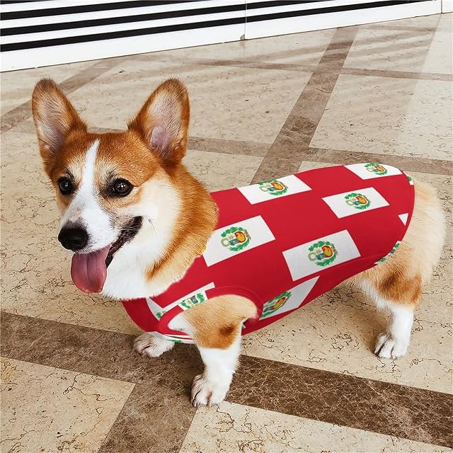 Foto 5 de 6 de Bandera de Perú Ropa para Mascotas Gato Perro Mascota Chaleco Abrigo cálido Camisa